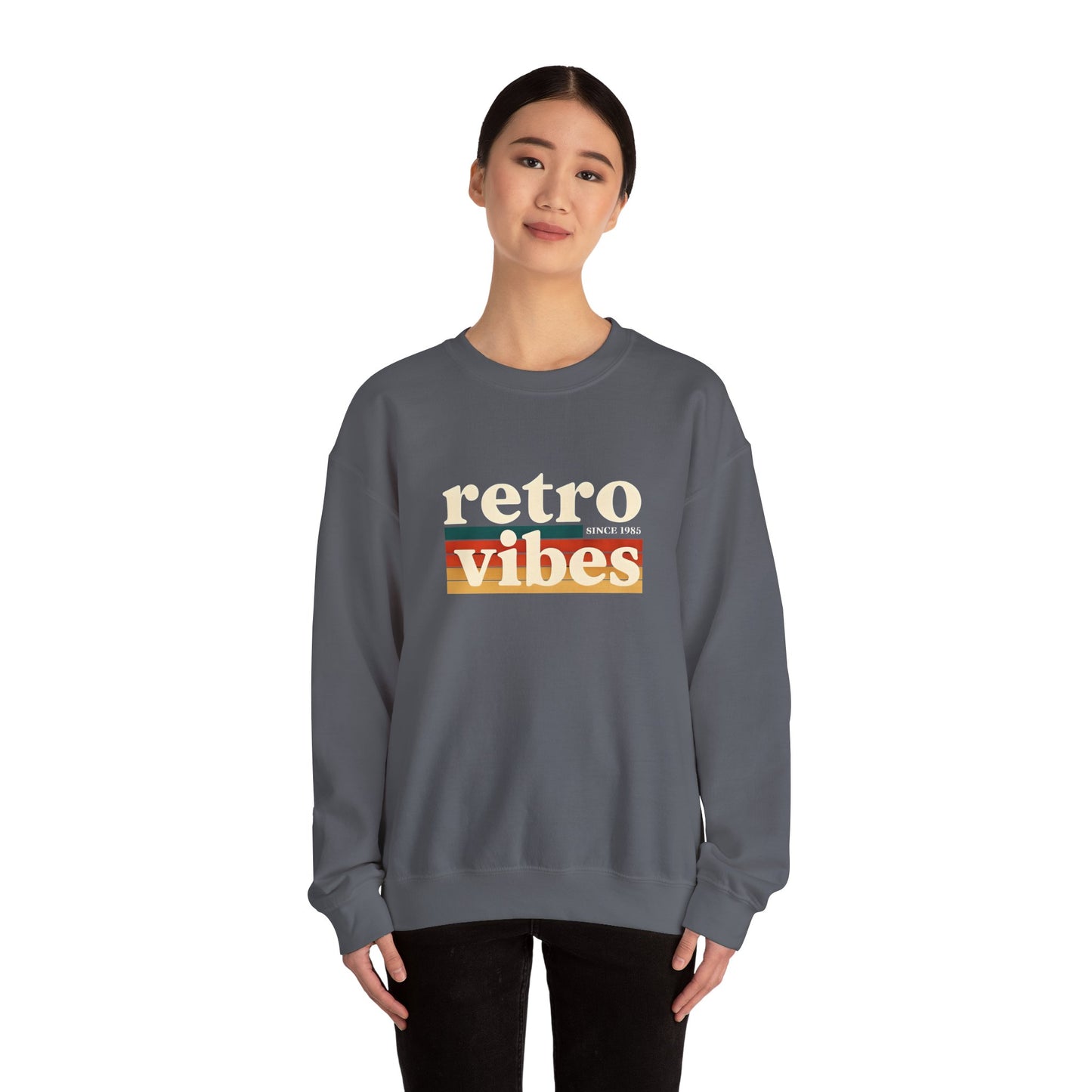 Retro Vibes Crewneck Sweatshirt, Unisex Vintage Style, Cozy Fall Fashion, Gift for Music Lovers, Chill Weekend Wear