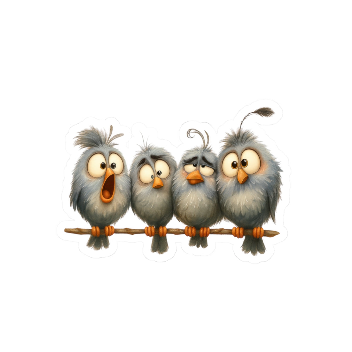 Cute Bird Kiss-Cut Stickers, Funny Bird Stickers, Laptop Decals, Kids Room Decor, Gift for Bird Lovers