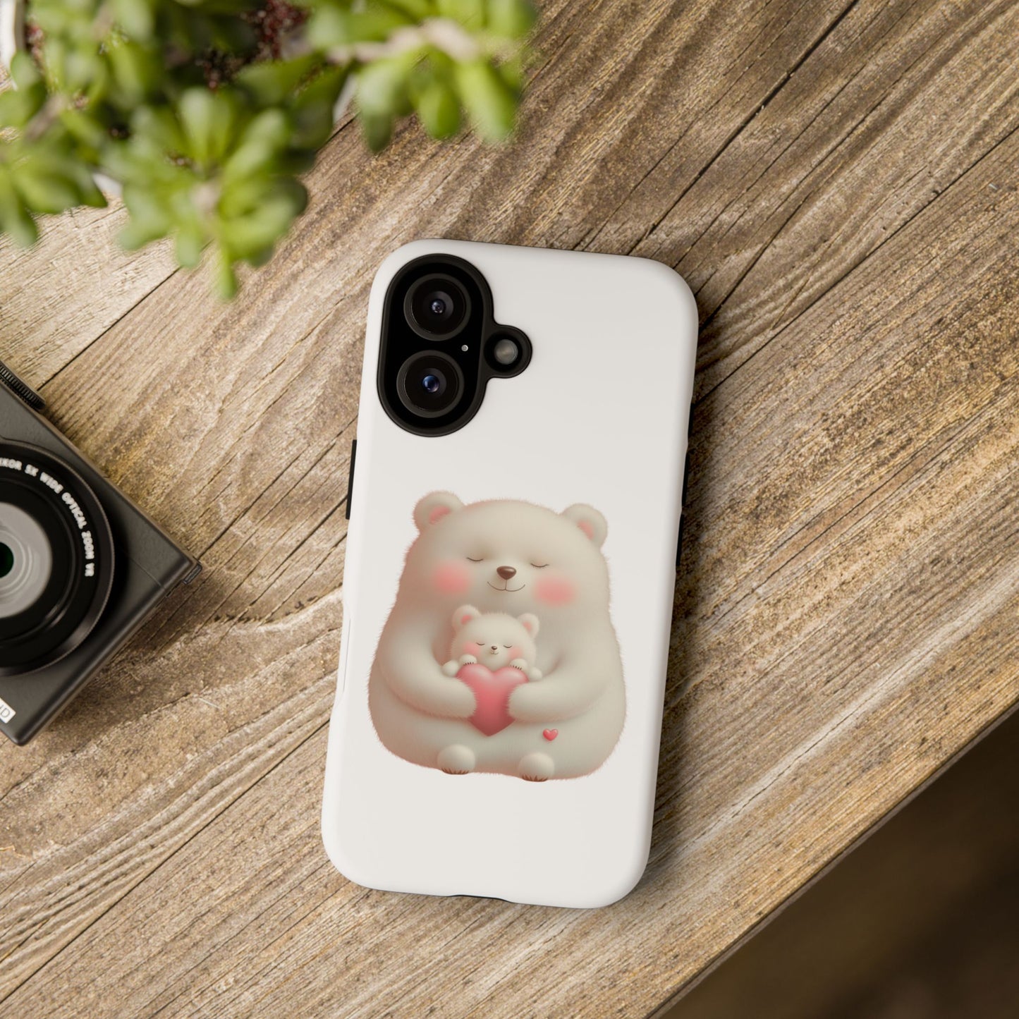 Cute Bear Phone Case, Tough Cases, Animal Lover Gift, Kids Accessories, Mother’s Day, Heartwarming Design