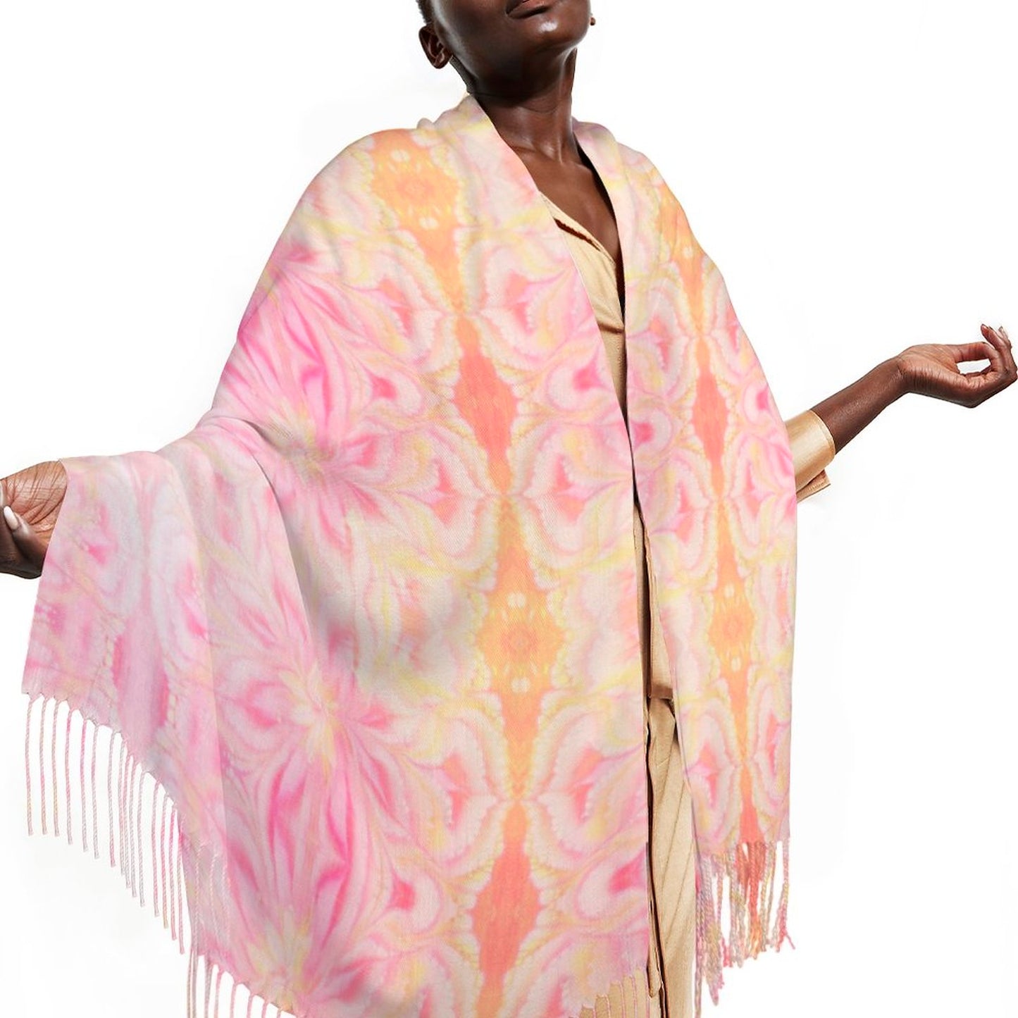 Cashmere-like Tassel Scarf Tie-dye