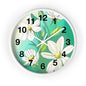 Wall Clock - Green White Floral