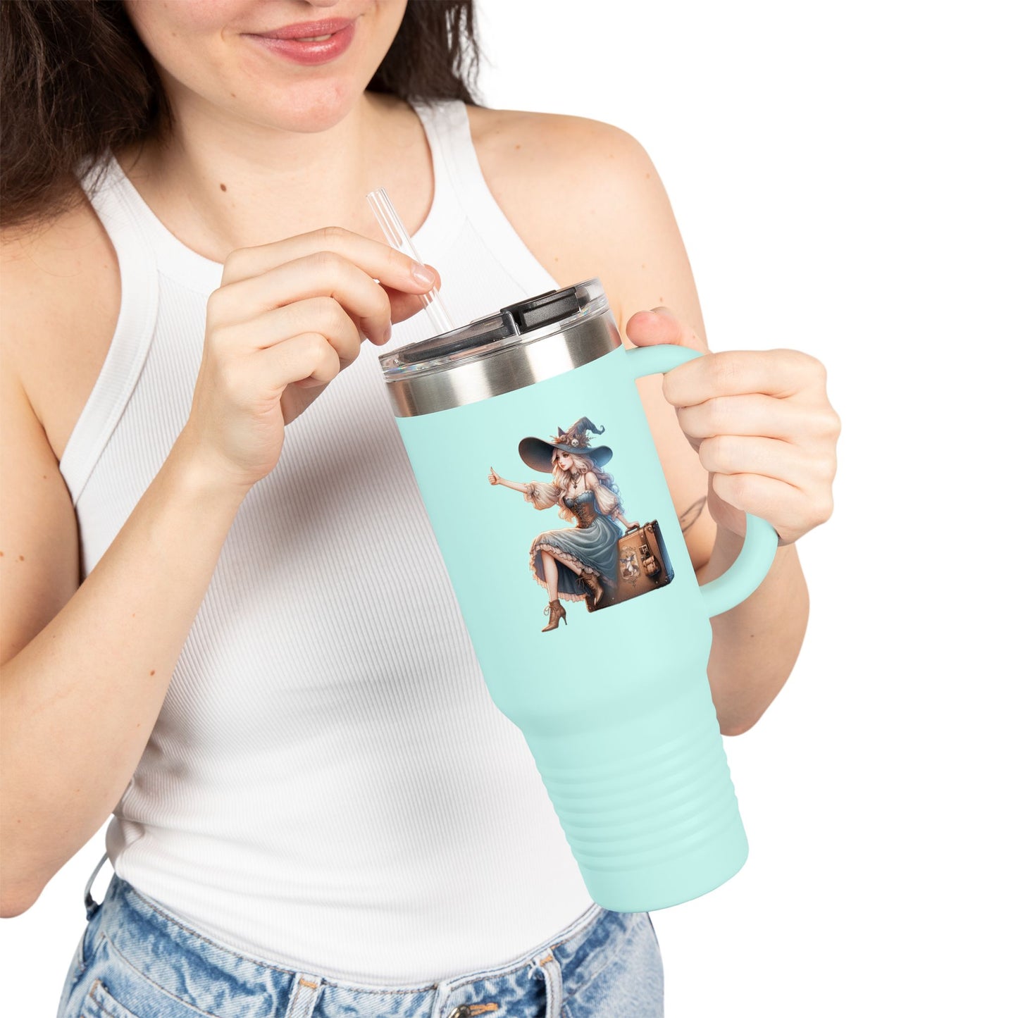 Stylish Insulated Travel Mug, 40oz: Perfect for Coffee Lovers, On-the-Go Drinks, Eco-Friendly, Gift for Her, Unique Travel Accessory