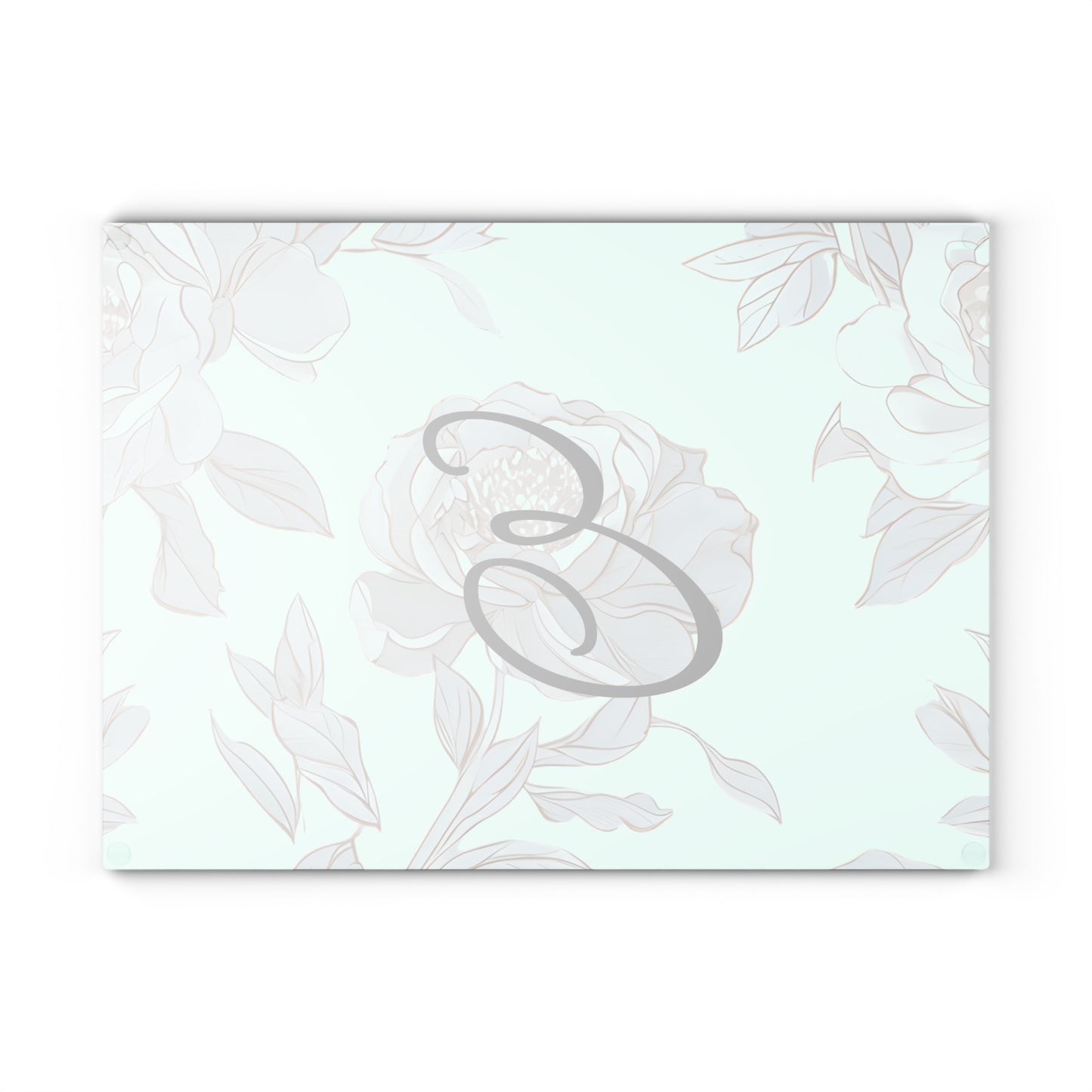 Personalized Floral Glass Cutting Board - Elegant Kitchen Decor, Unique Gift, Wedding Registry, Housewarming, Custom Monogram
