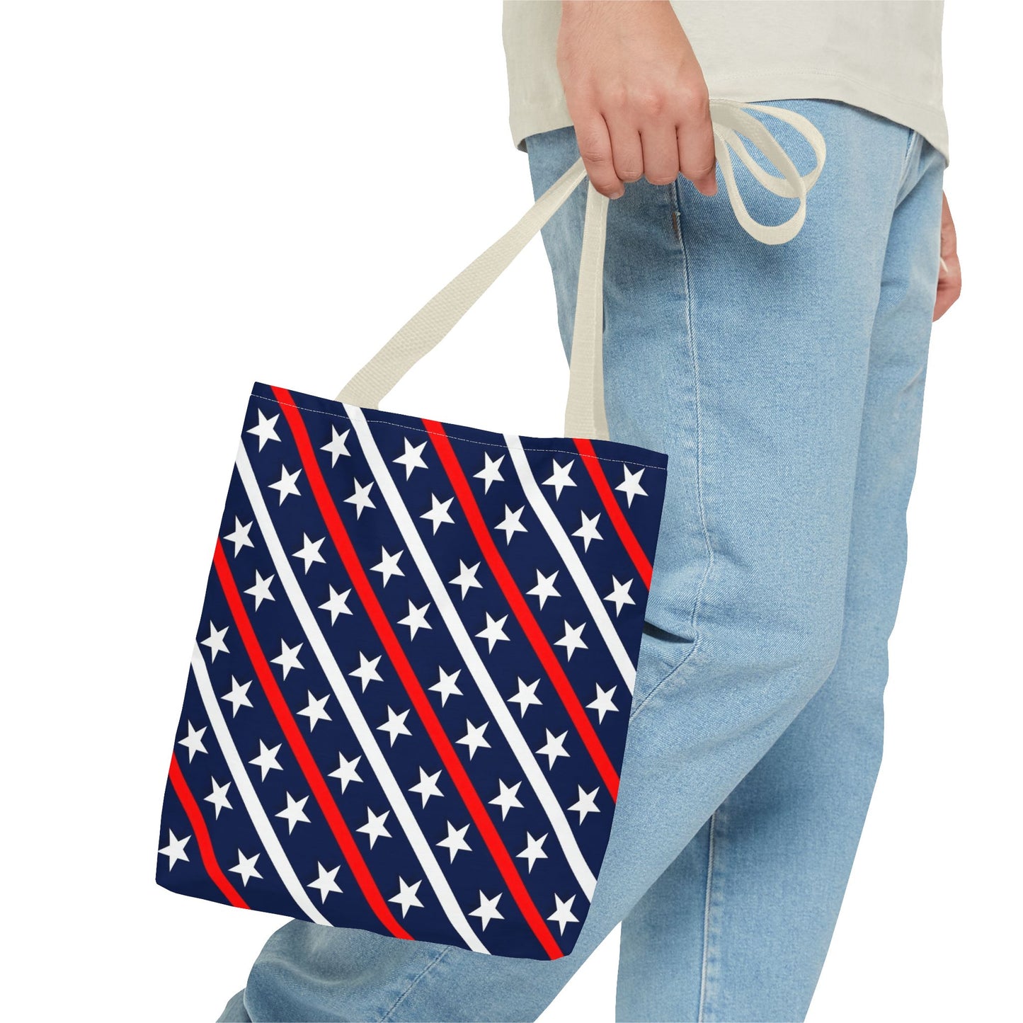 Patriotic Tote Bag, USA Flag Inspired, Star Patterned Purse, Summer BBQ, Independence Day, Memorial Day, Everyday Use