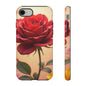 Floral Phone Case with Red Rose Design, Tough Phone Cover, Flower Print, Gift for Her, Stylish Accessory, Floral Aesthetic