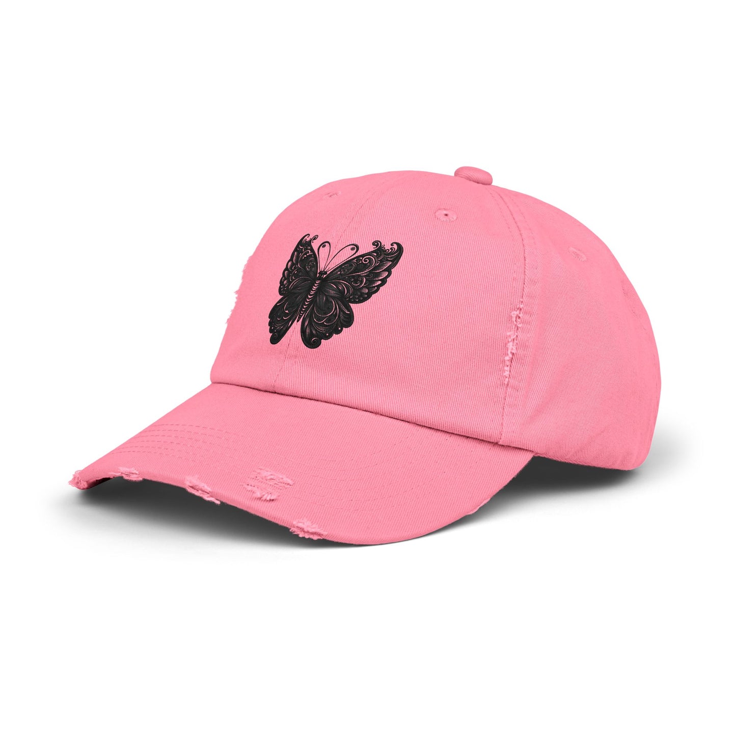 Black Distressed Butterfly Cap | Stylish Unisex Hat for Everyday Wear, Perfect Gift for Birthdays, Fashion Statement