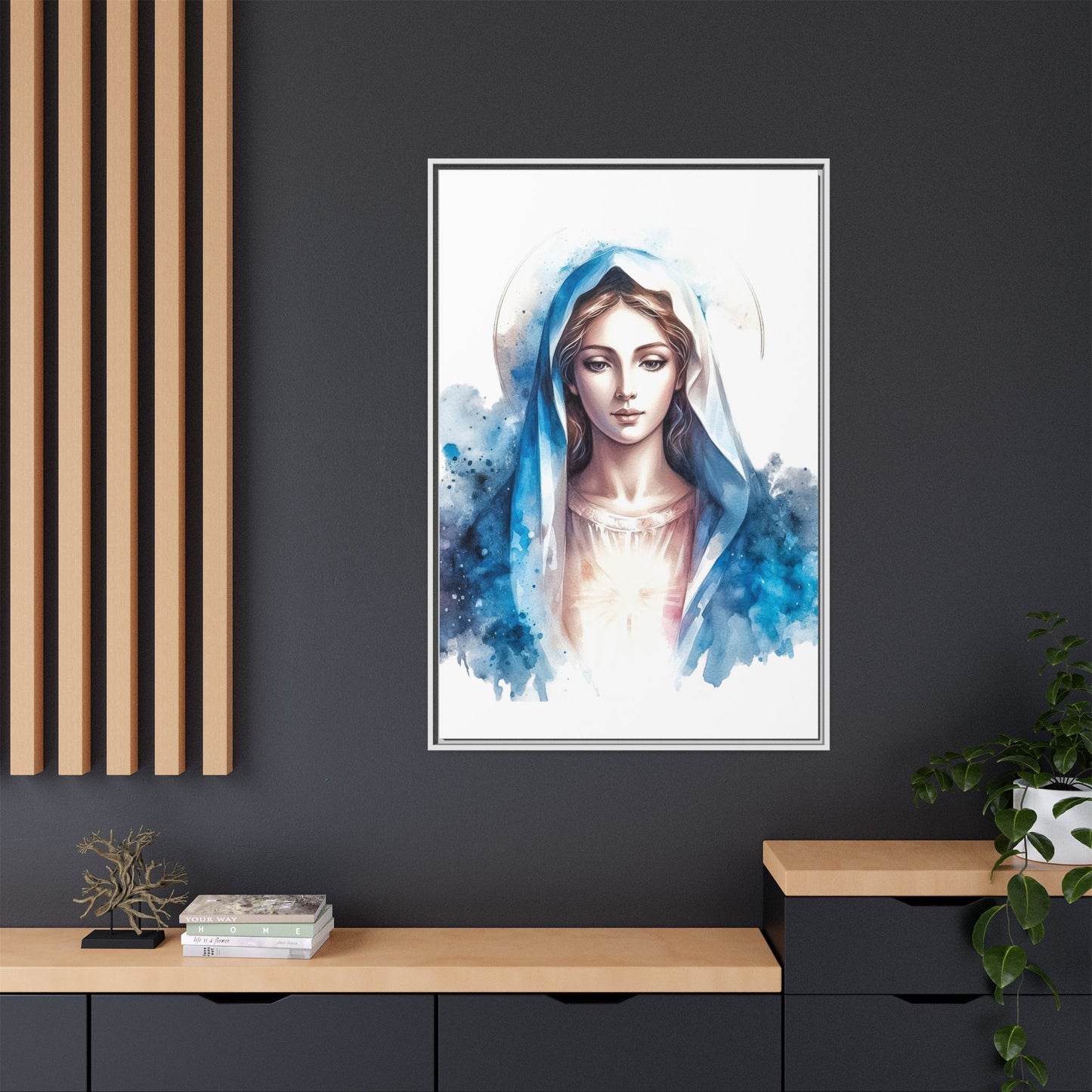 Framed Canvas Art Print, Spiritual Decor, Religious Artwork, Wall Decor, Gift for Faith, Elegant Home Decoration