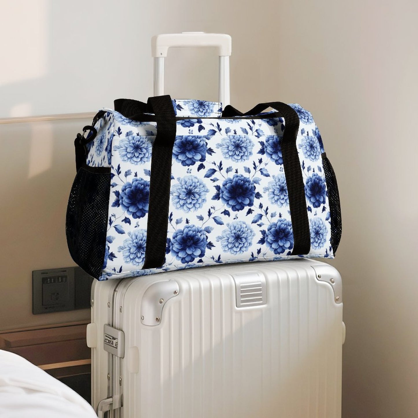 Travel Duffel Bag  - Blue Flower