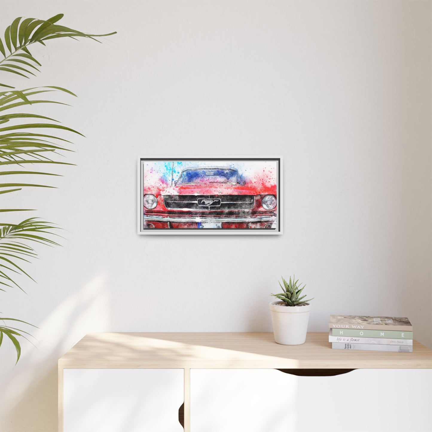 Matte Canvas, Framed Mustang Car