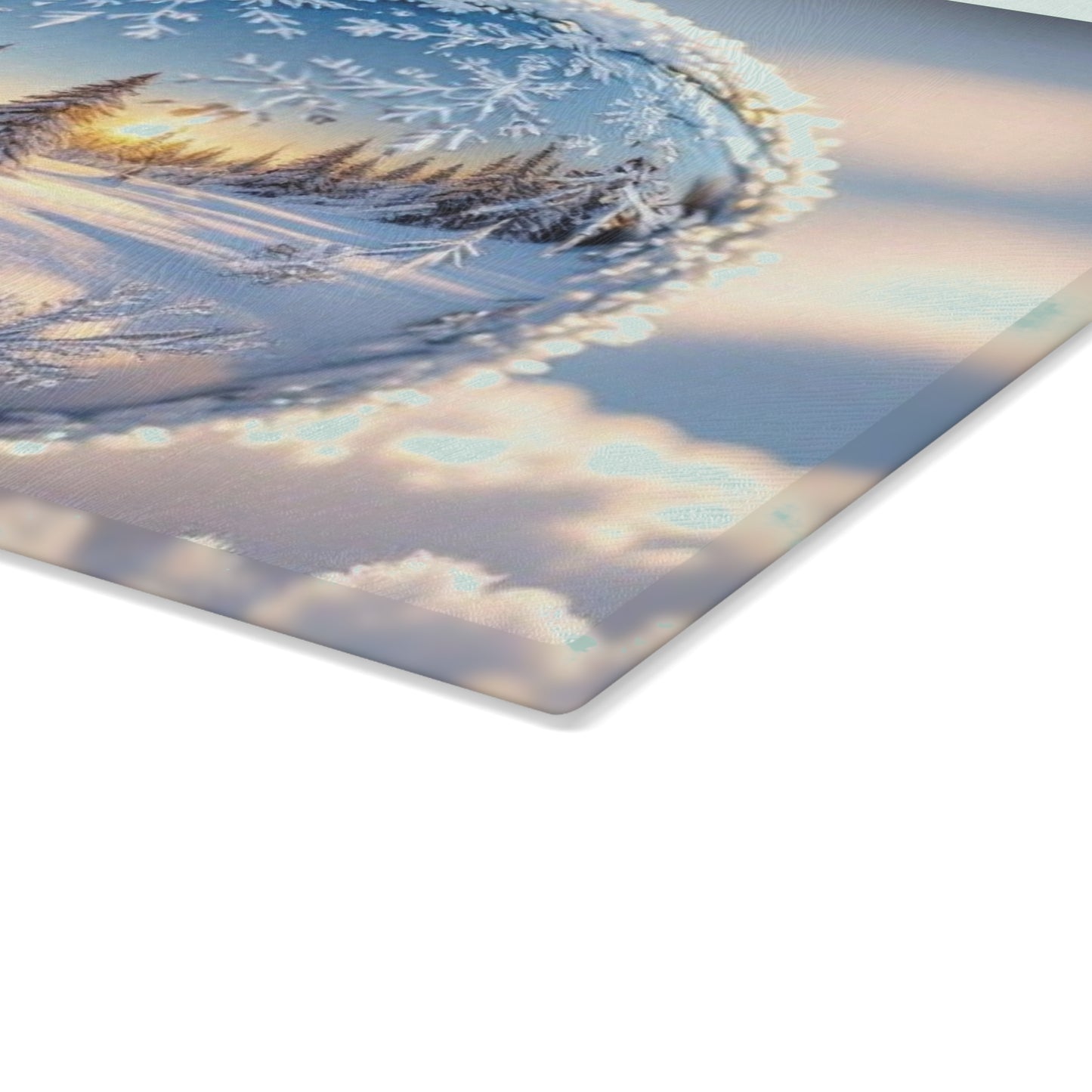 Winter Wonderland Glass Cutting Board, Holiday Kitchen Decor, Snowy Scene Art, Unique Gift for Chefs, Christmas & Winter Celebrations