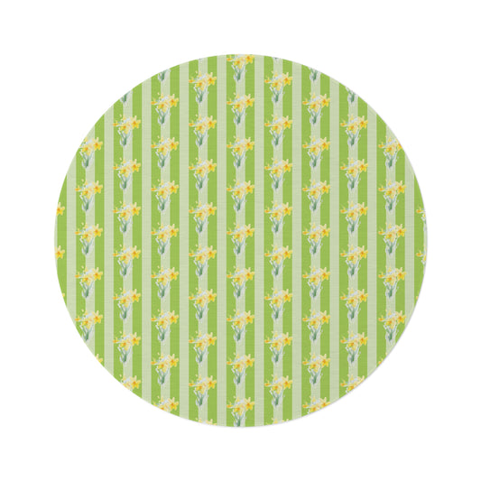 Cheerful Floral Round Rug for Bright Decor, Area Rug, Living Room Deco