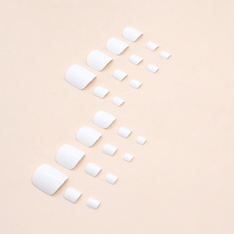 Pure and simple milk white Press-on toenails nail polish bright white fake nail wearable manicure piece 24 pieces – Image 3