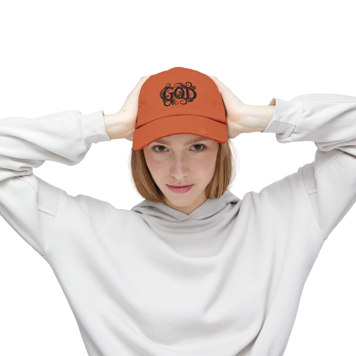 Distressed God Cap, Unisex Casual Hat, Trendy Vintage Cap, Faith Inspired Headwear, Gift for Religious Devotees