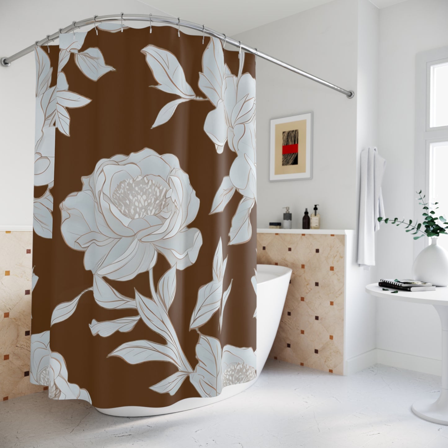 Elegant Floral Shower CurtainChic Bathroom Decor