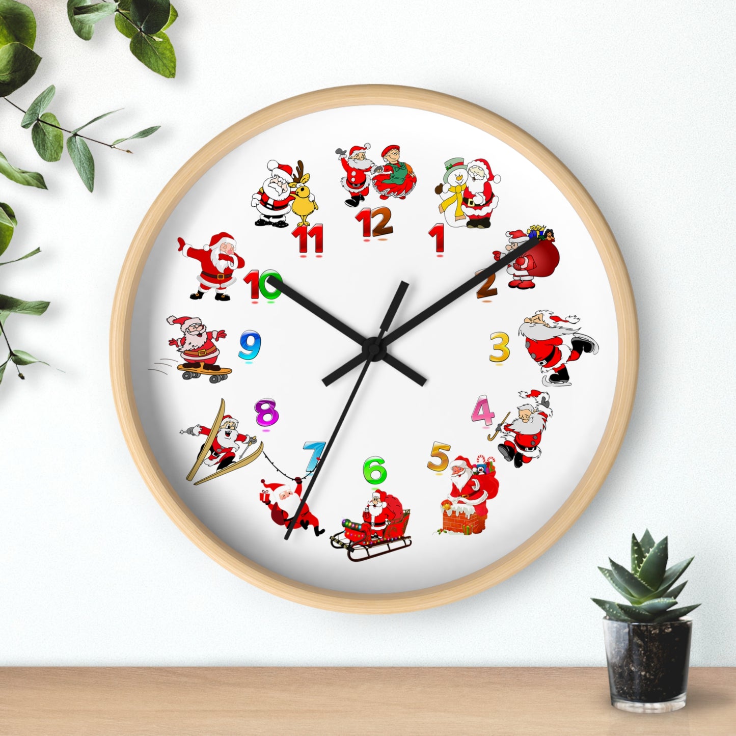 Festive Santa Wall Clock, Christmas Decor, Holiday Home Accent, Gift for Kids, Fun Timepiece, Seasonal Clock, Xmas Decoration