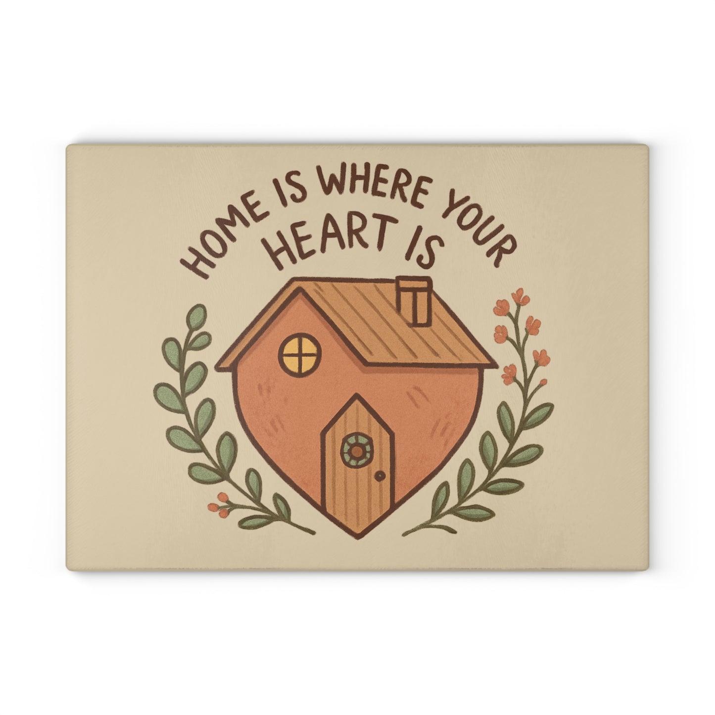 Home Sweet Home Glass Cutting Board, Kitchen Decor, Gift for New Home, Wedding Gift, Heartwarming Kitchenware