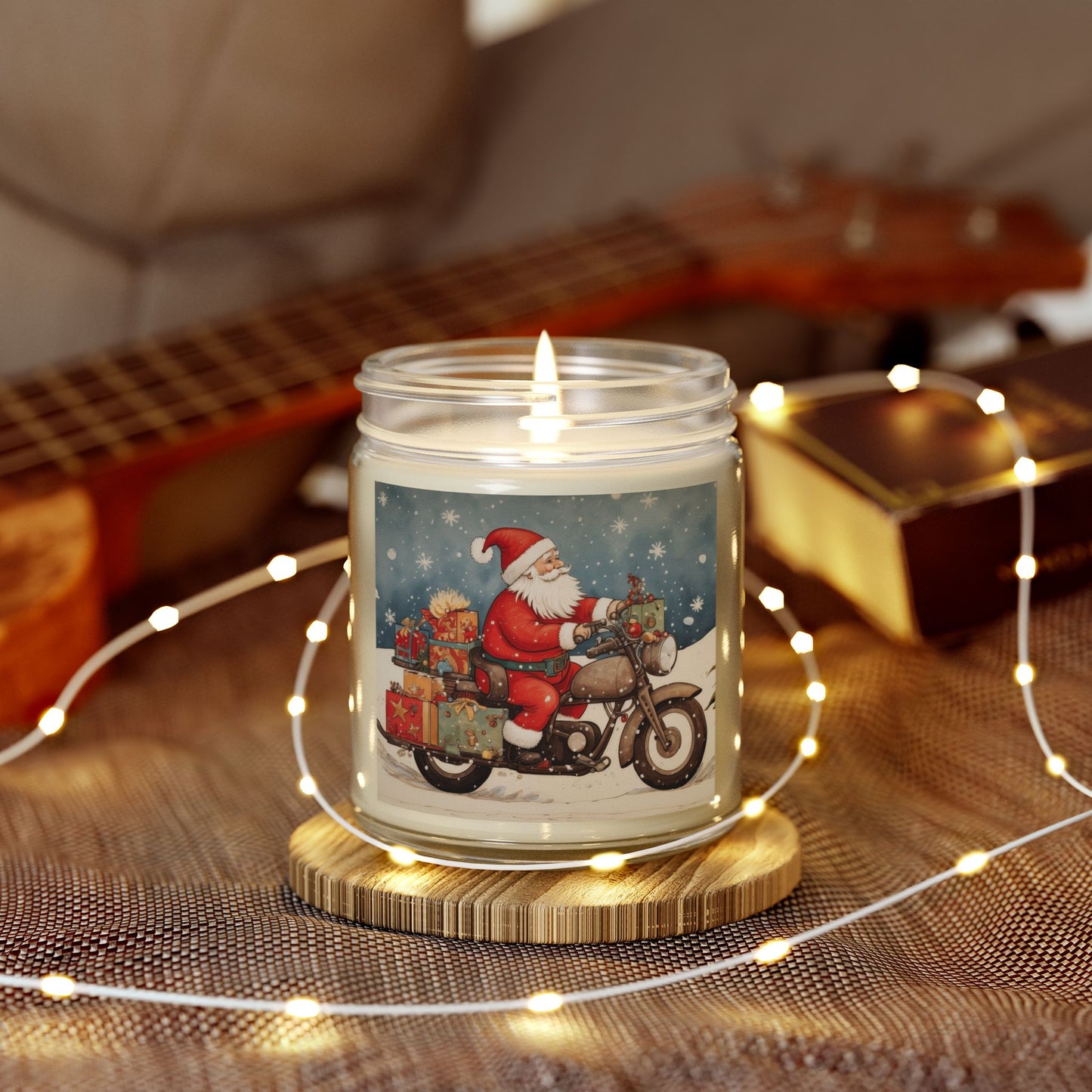Festive Scented Candles | Santa on Motorcycle | Holiday Decor, Gift, Aromatherapy, Home Fragrance, Christmas Decoration