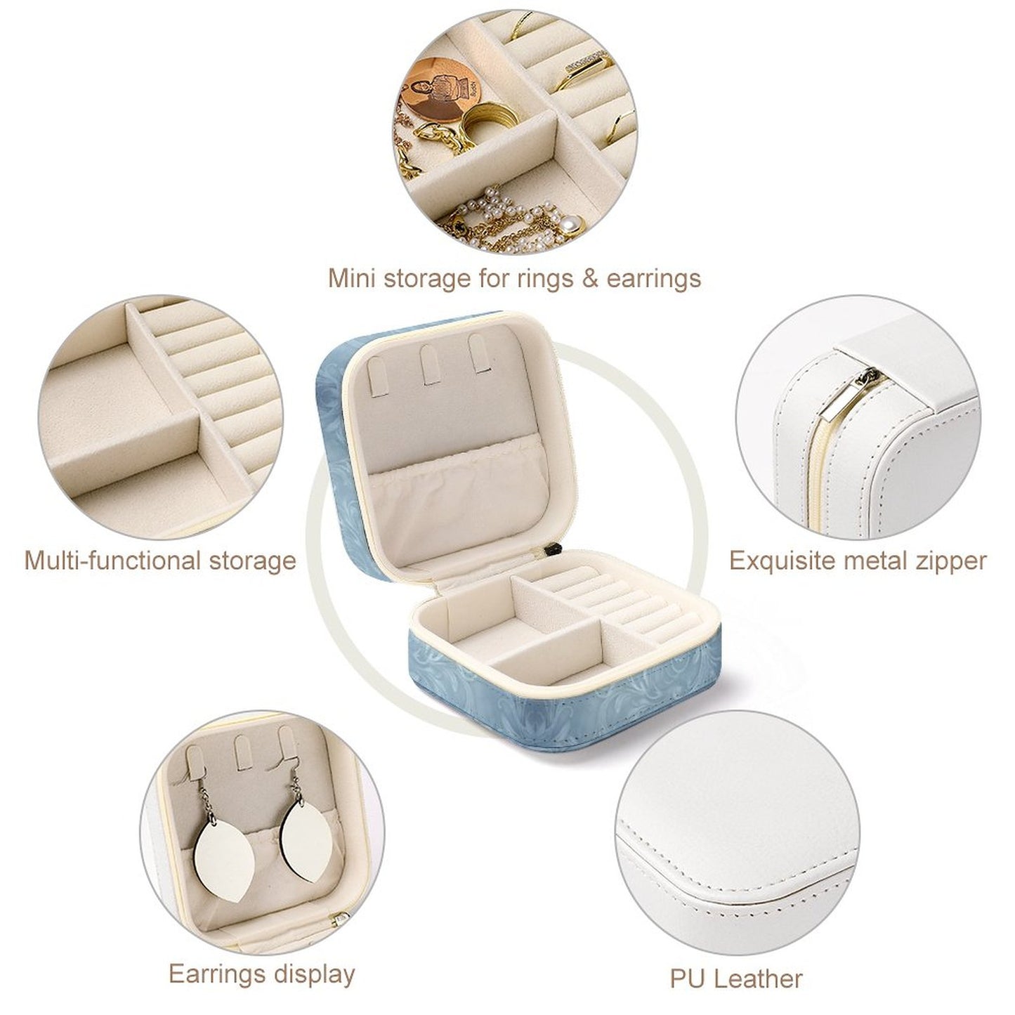 Box Organizer for Jewelry - Blue Swirls