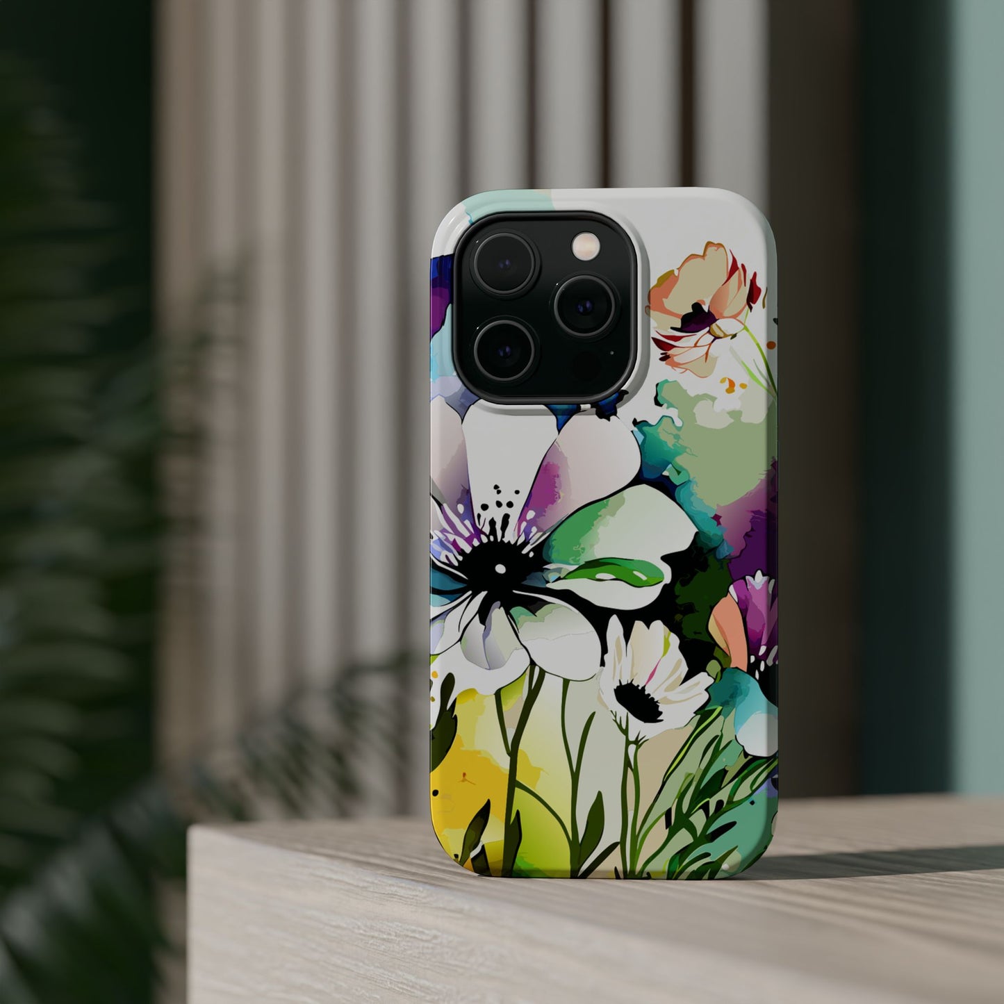 Floral Watercolor Magnetic Phone Case — Impact‑Resistant Protective Cover