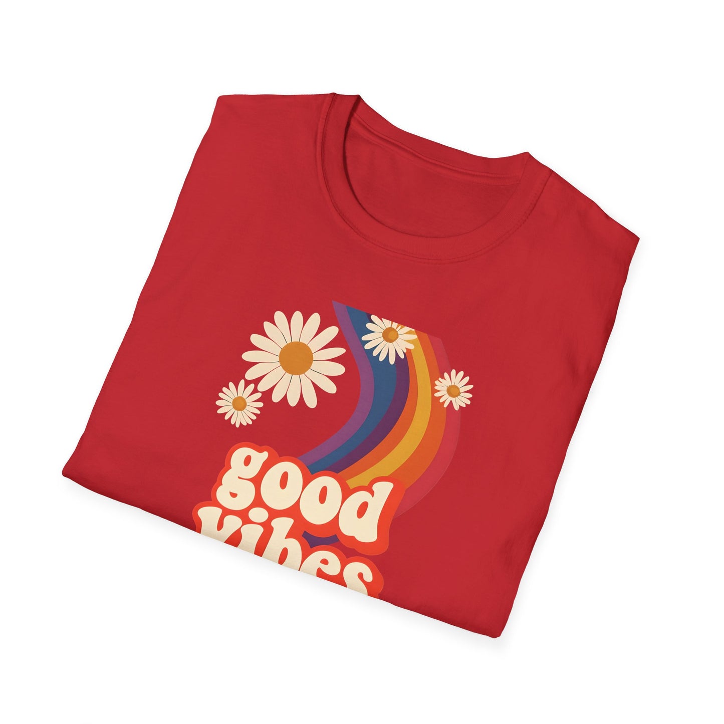 Good Vibes Unisex Softstyle T-Shirt, Retro Sunshine Tee, Positive Energy Shirt, Festival Apparel, Gift for Friends