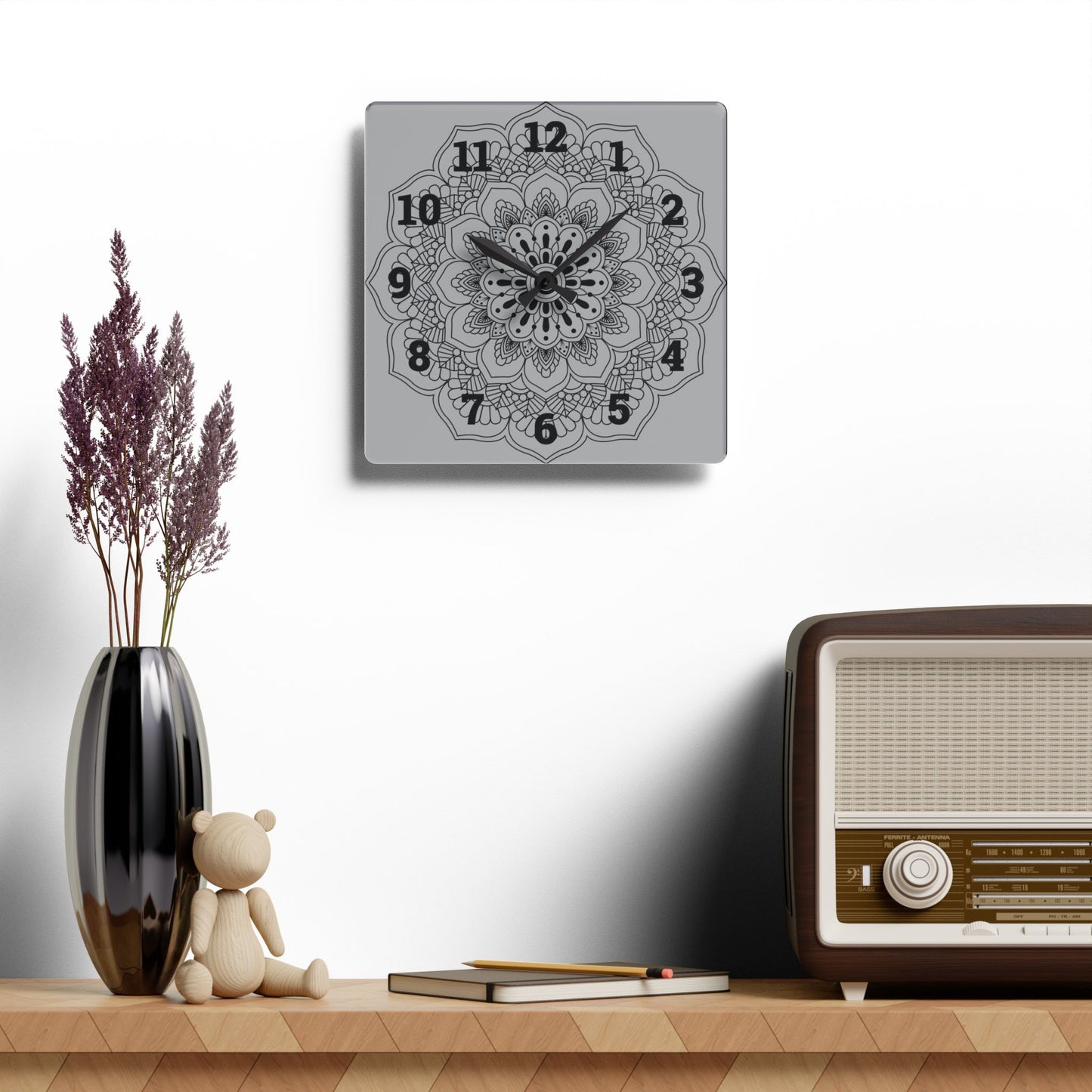 Elegant Mandala Acrylic Wall Clock, Home Decor