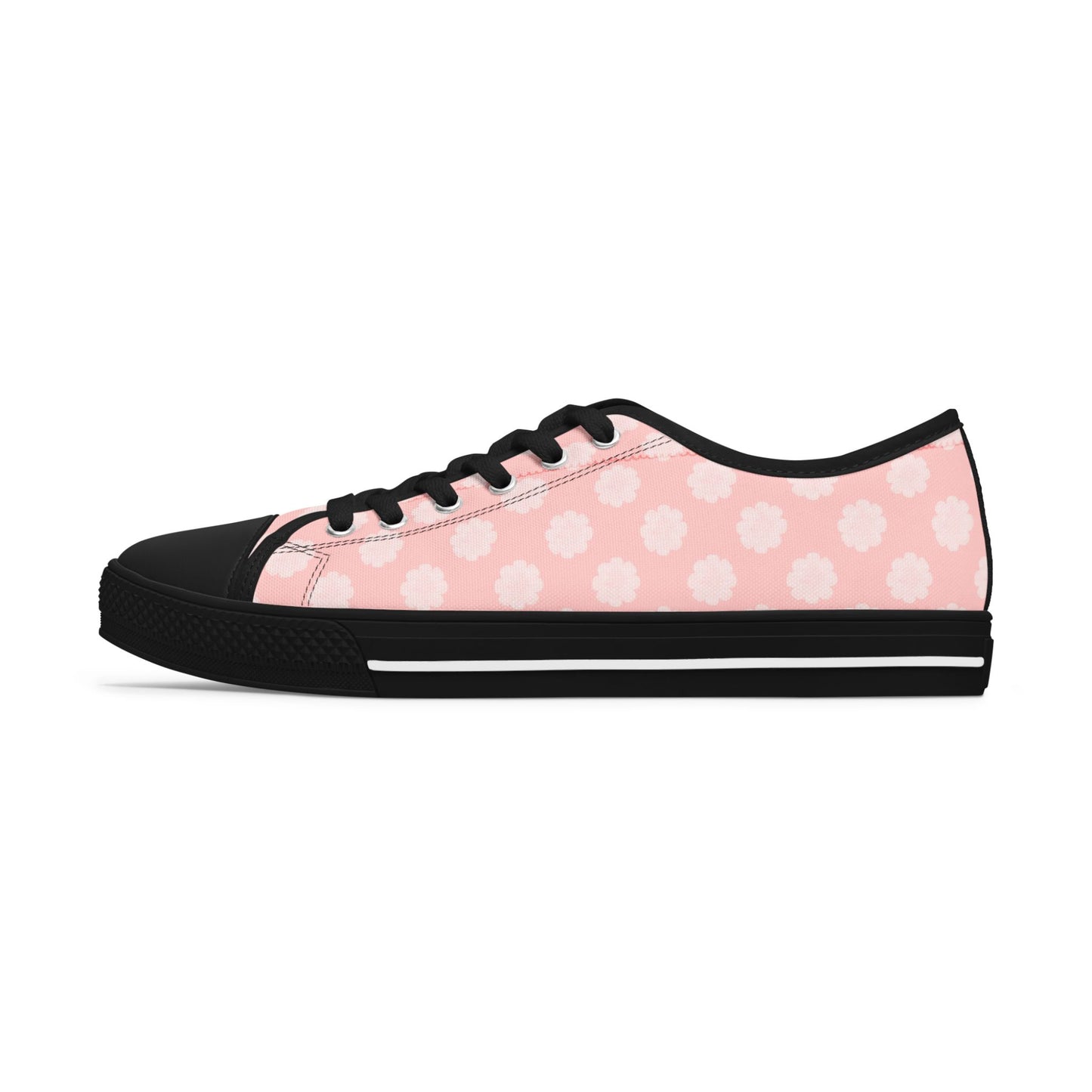 Pink Daisy Low Top Sneakers —  Floral Canvas Casual Shoes