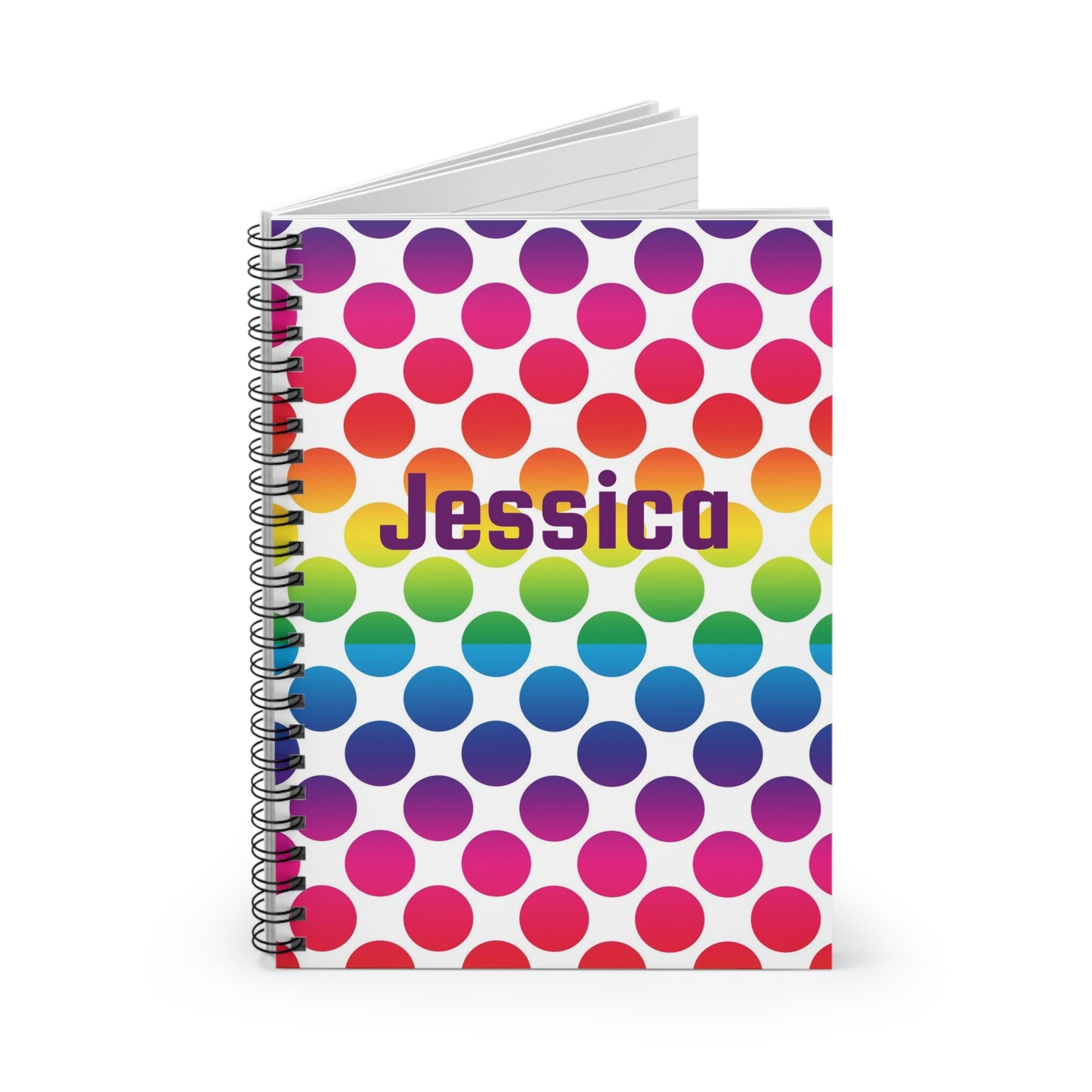 Colorful Polka Dot Spiral Notebook, Cute Journal for Students, School Supplies, Gifts for Kids, Rainbow Stationery