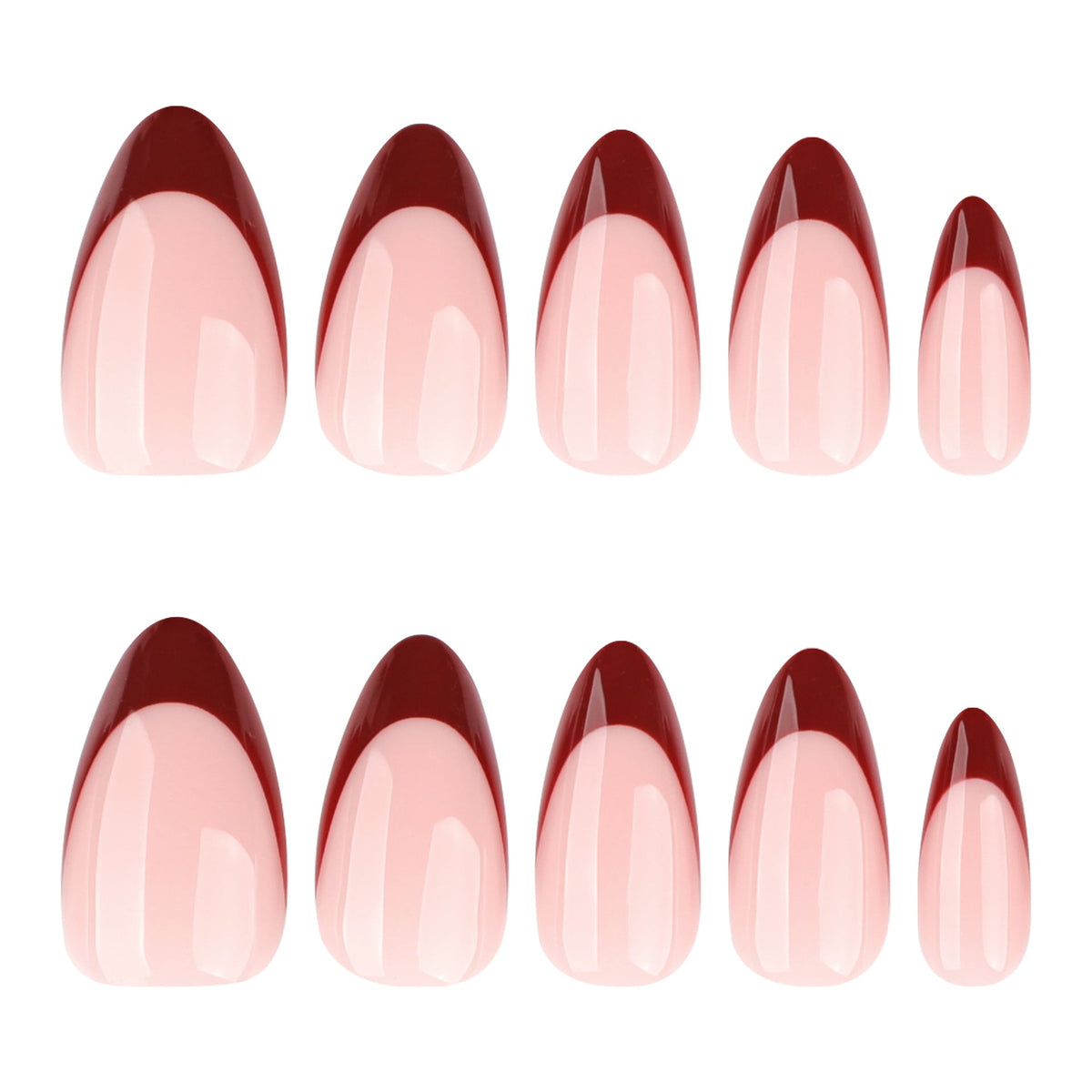 Red French Gradient Press On Nails Stylish Chic Design – Image 5
