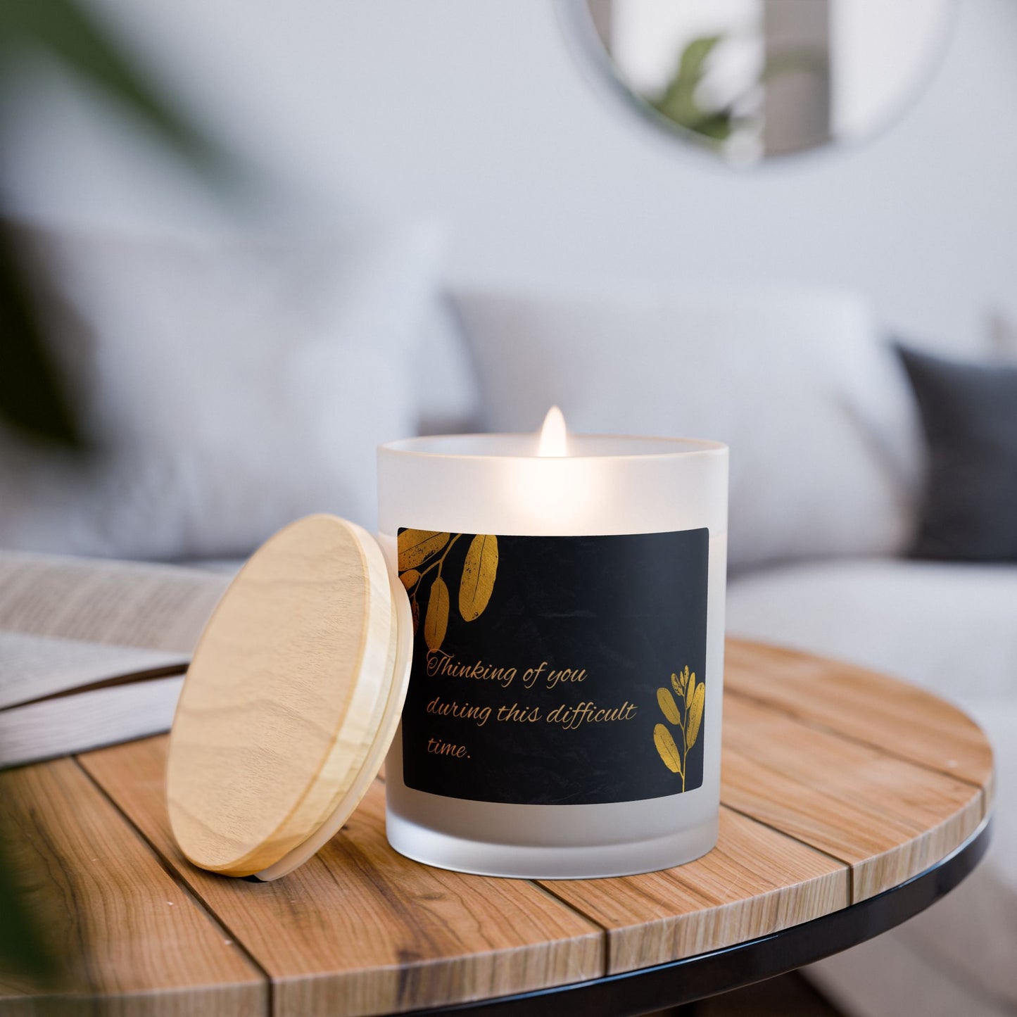 Sympathy Candle, Thoughtful Gift for Comfort, Relaxing Home Decor, 11oz Frosted Glass Scented Candle, Memorial Tribute