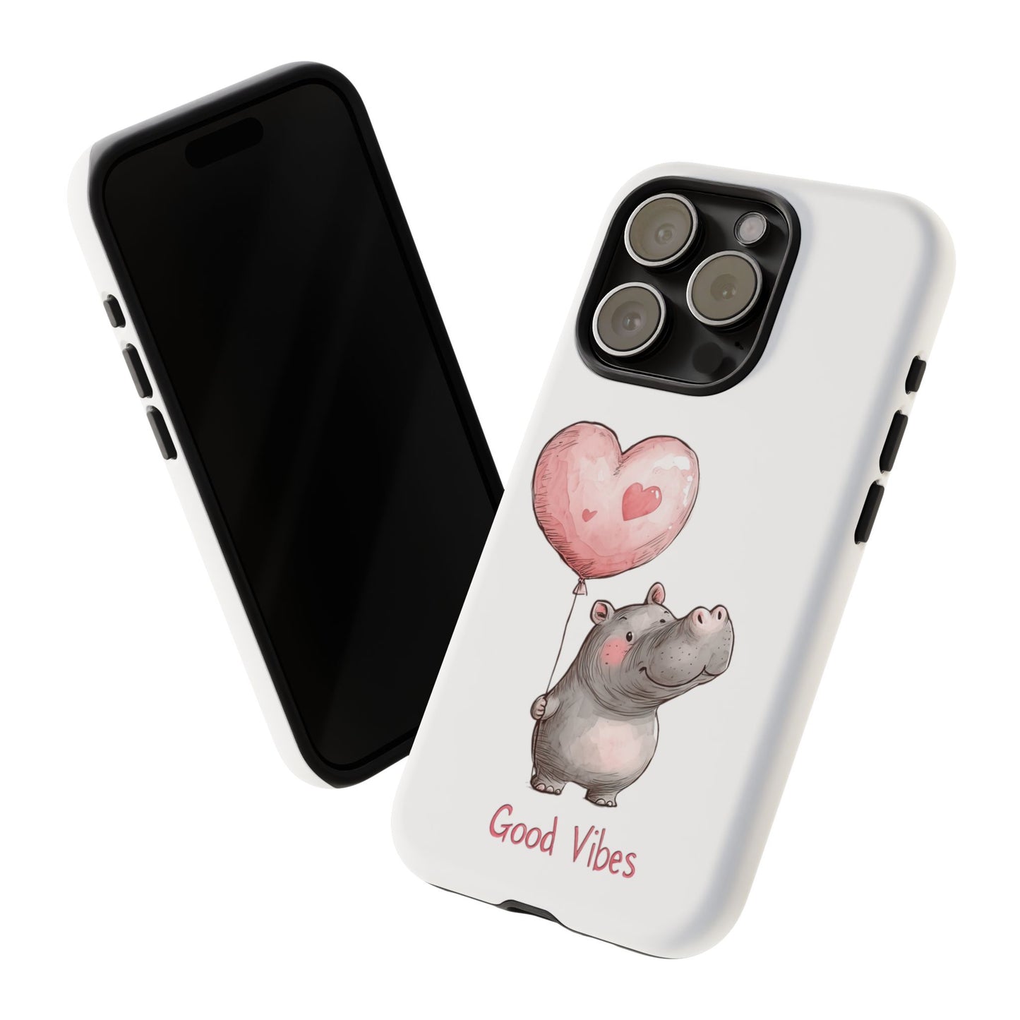 Cute Hippo Phone Case - Good Vibes Design, Animal Lover Gift, Fun Accessory, Birthday Present, Phone Accessories