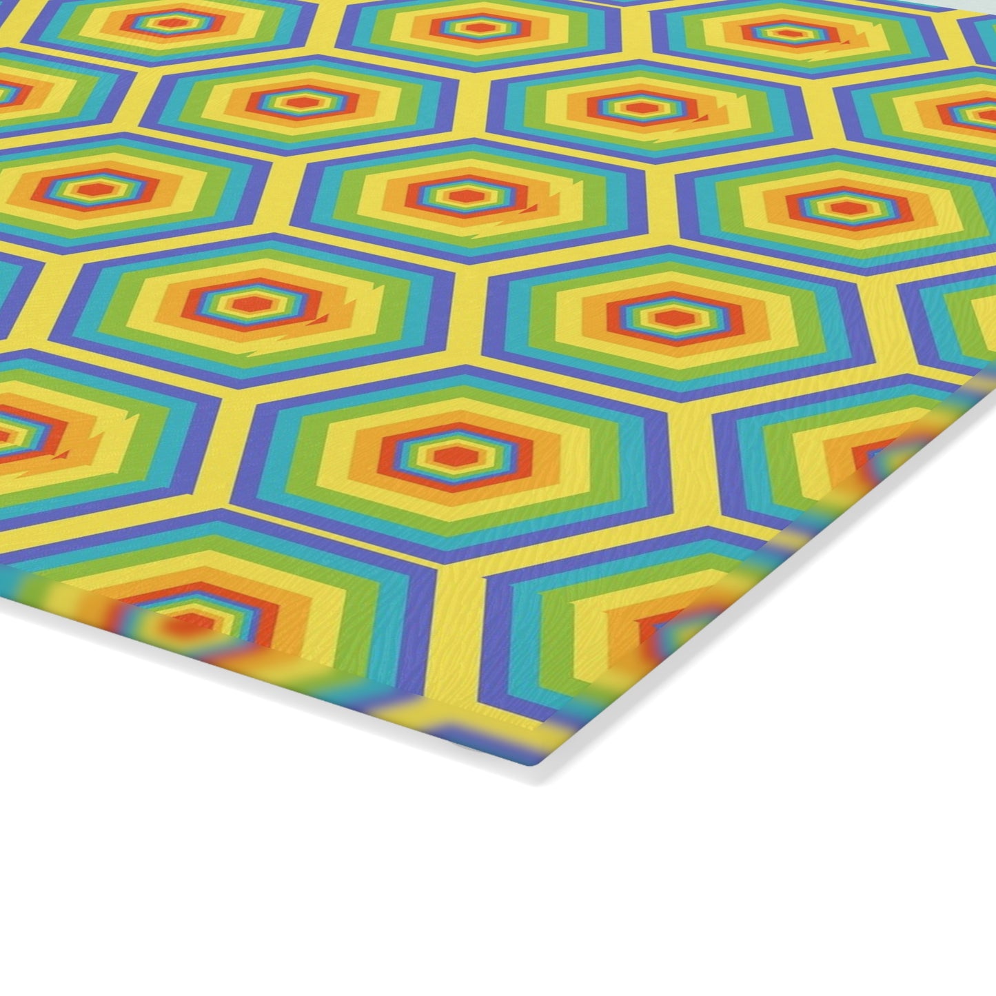 Bright Honeycomb Glass Cutting Board, Kitchen Decor, Unique Gift, Eco-Friendly, Housewarming, Colorful Cookware