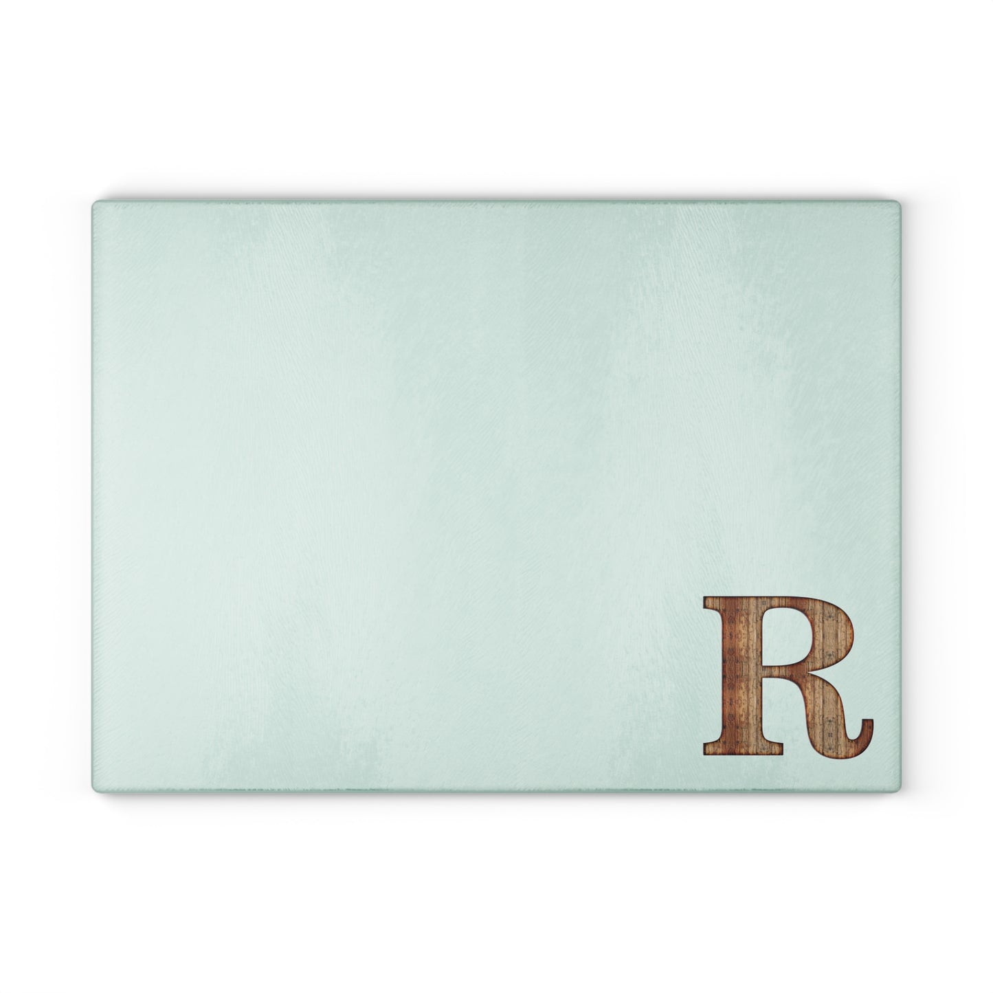 Monogram Glass Cutting Board – Mint or Clear with Wood-Style 'R' Corner