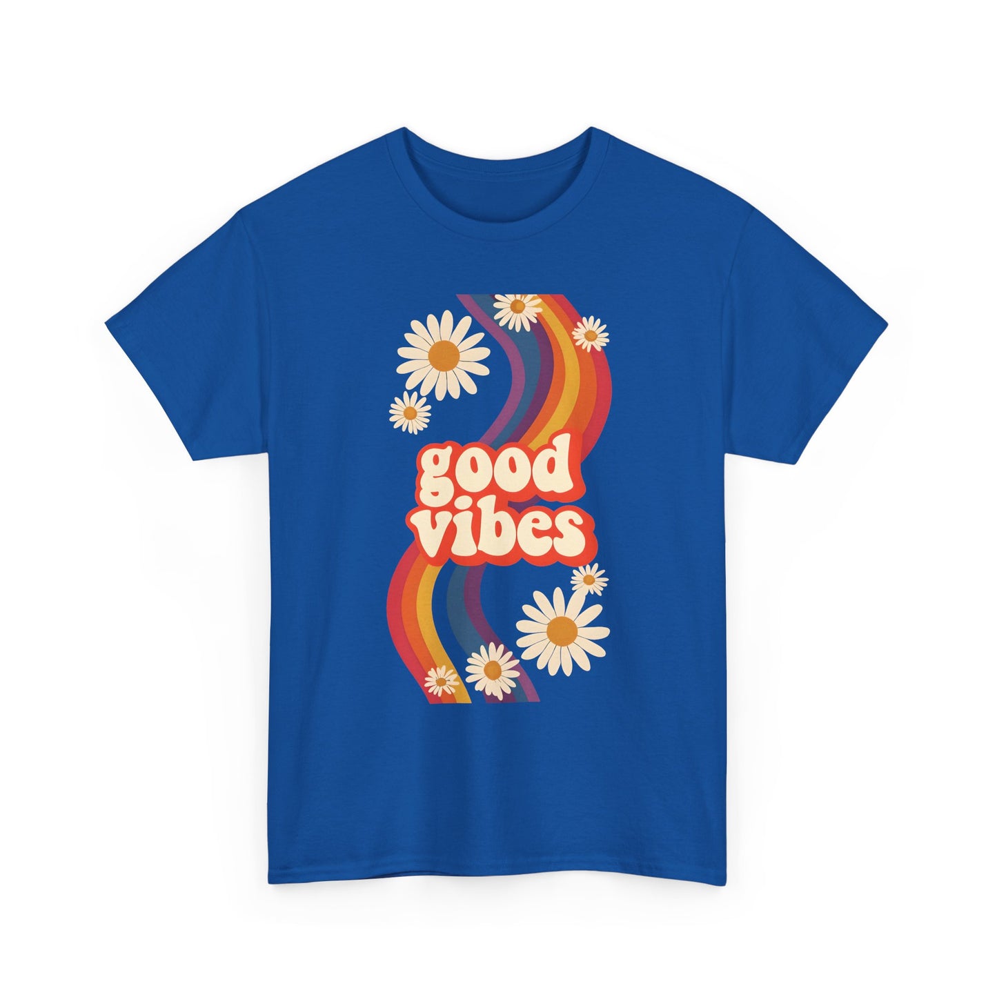 Good Vibes Unisex Heavy Cotton Tee, Retro Graphic T-Shirt, Feel Good Apparel, Summer Outfit, Casual Gift for Friends