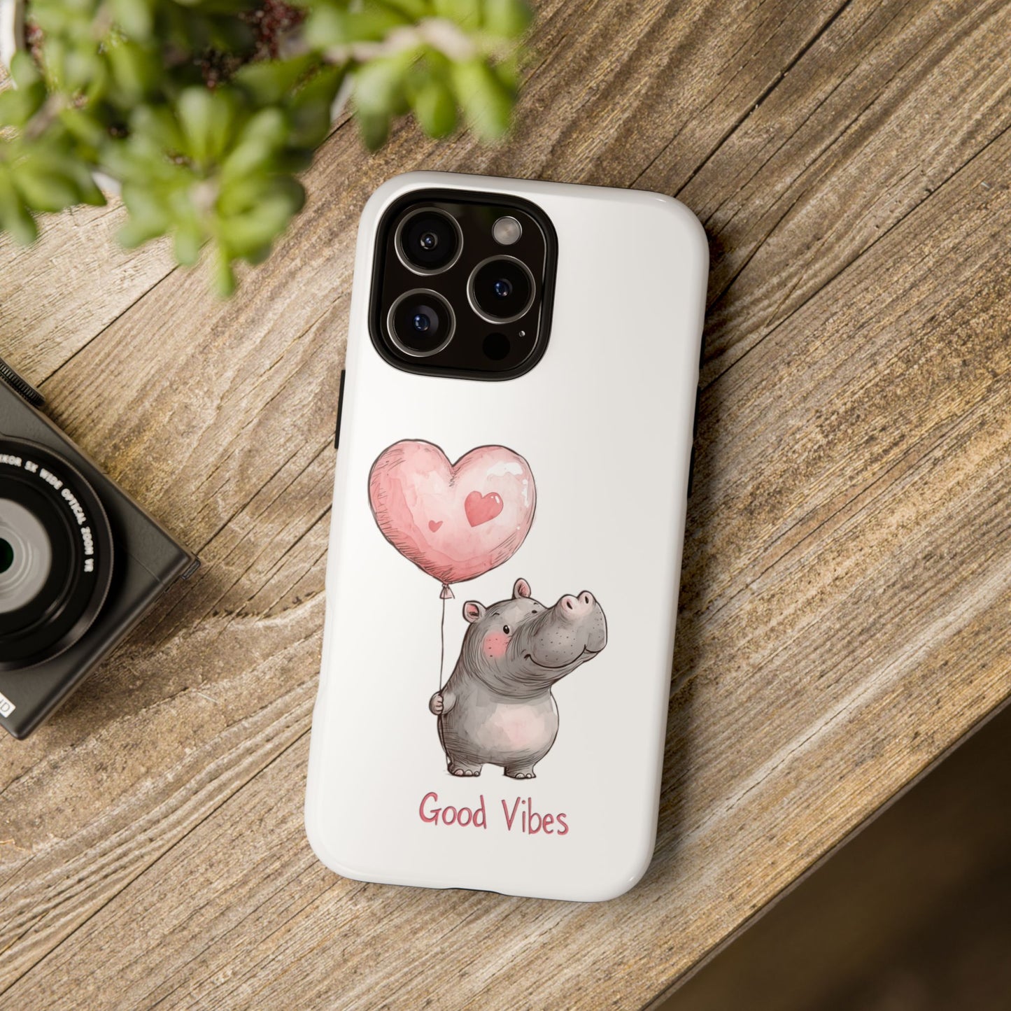Cute Hippo Phone Case - Good Vibes Design, Animal Lover Gift, Fun Accessory, Birthday Present, Phone Accessories