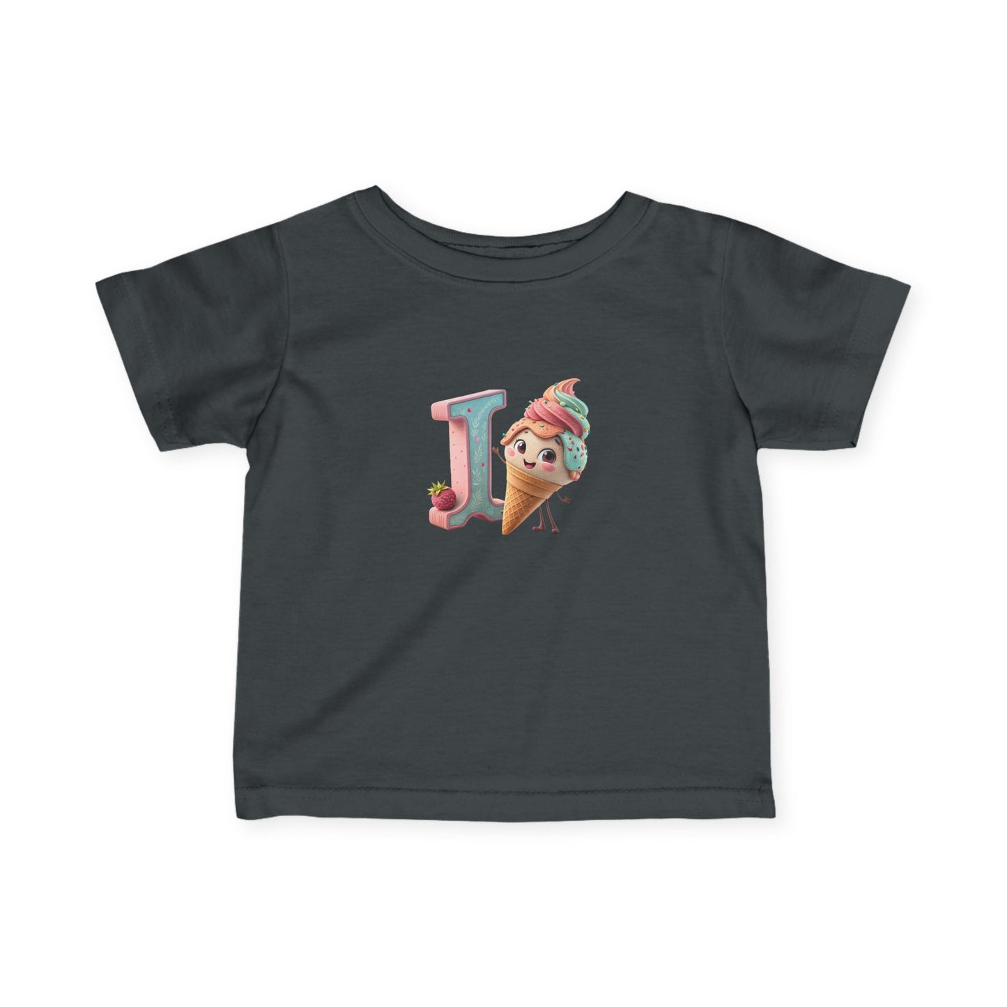Cute Ice Cream Initial Infant Tee, Baby Shirt, Toddler Clothing, Summer Outfit, Personalized Gift, Kids Apparel