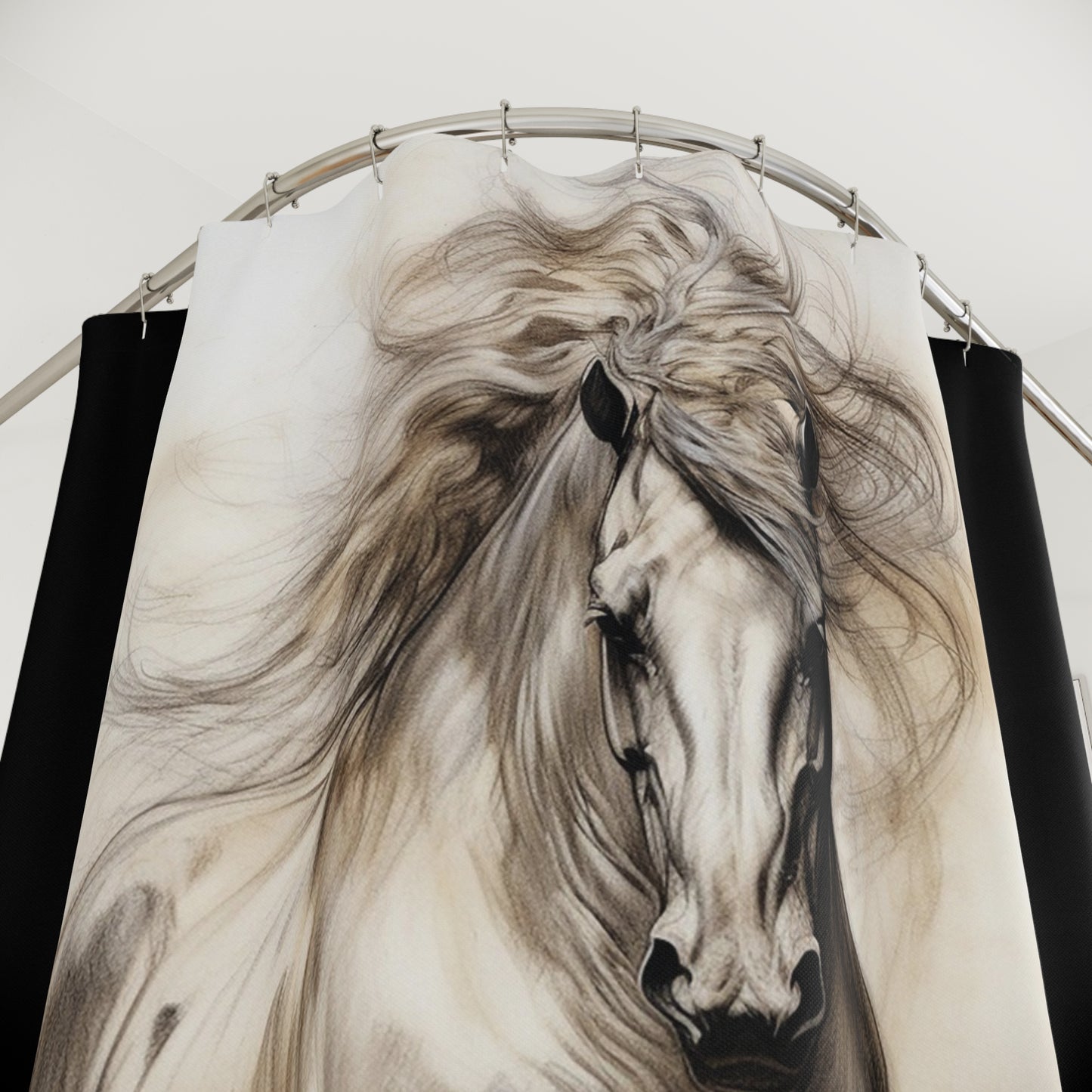 Majestic Horse Shower Curtain, Equestrian Bathroom Decor, Horse Lover Gift, Farmhouse Style, Nature-Inspired, Unique Home Accessory
