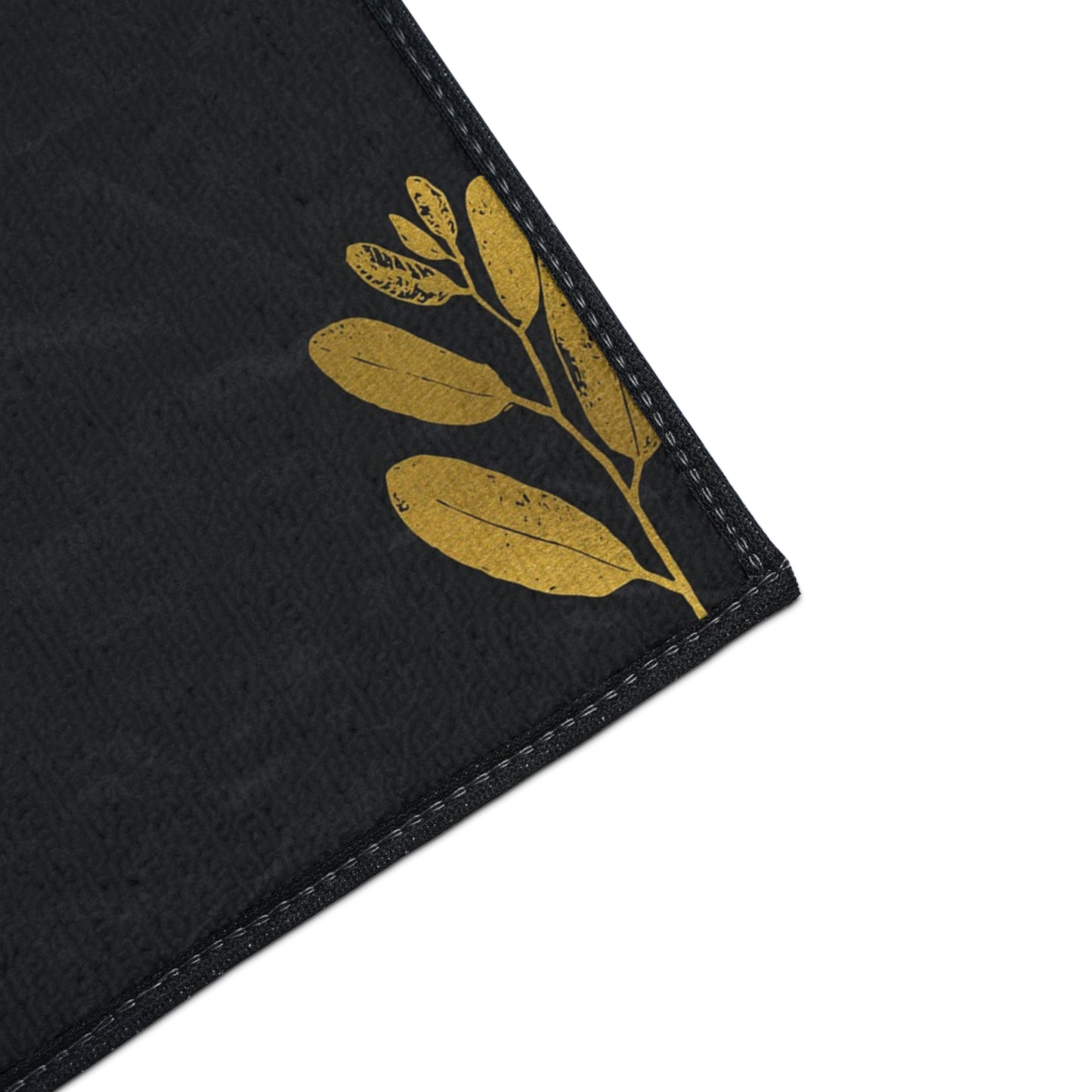 Monogram B Heavy Duty Floor Mat — Black & Gold Botanical Doormat