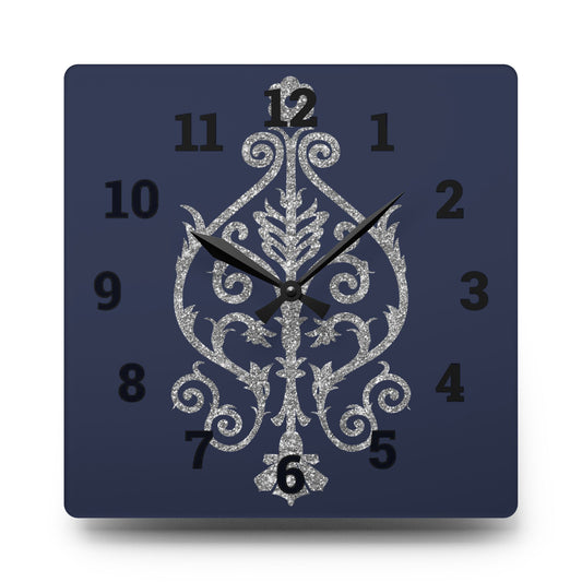 Elegant Floral Acrylic Wall Clock – Vintage Home Decor, Kitchen Wall Art