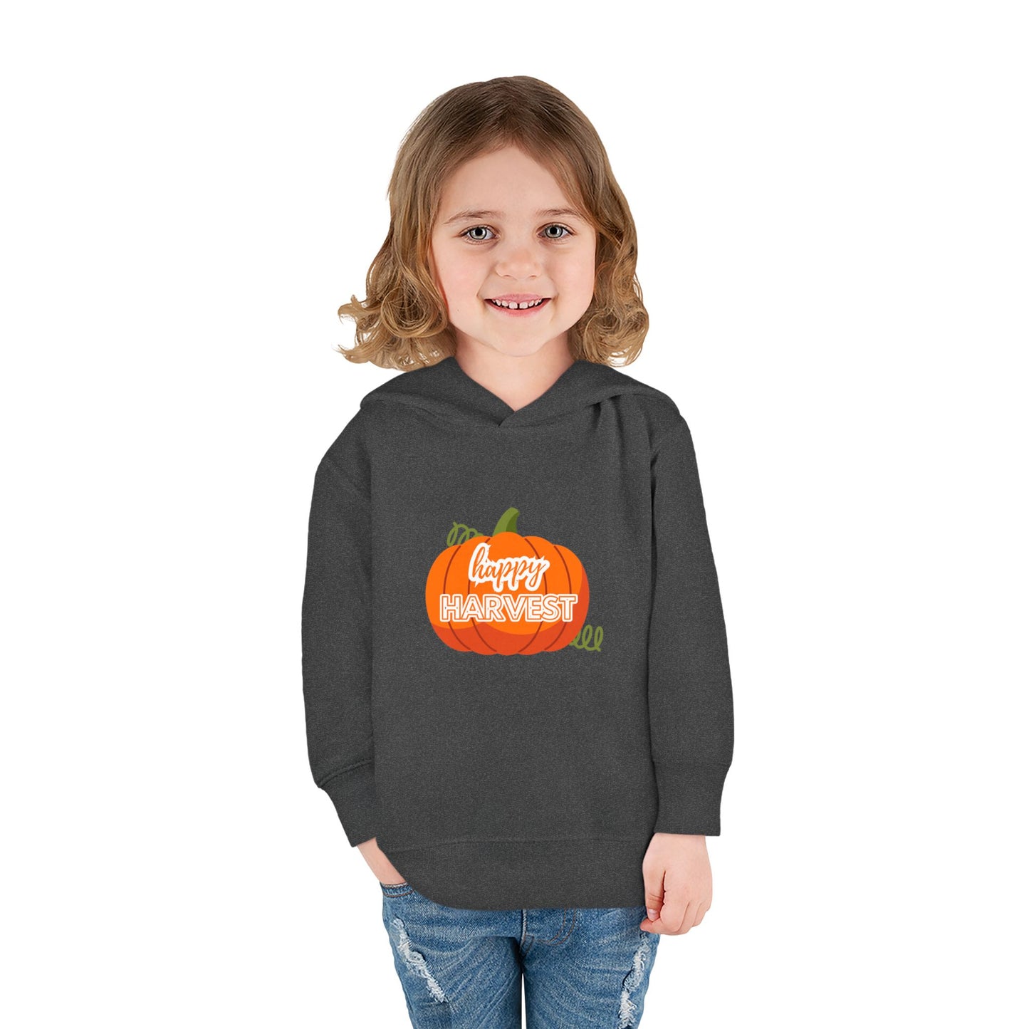 Toddler Happy Harvest Pullover Hoodie, Fall Kids Sweatshirt, Pumpkin Hoodie, Thanksgiving Gift, Cozy Autumn Wear