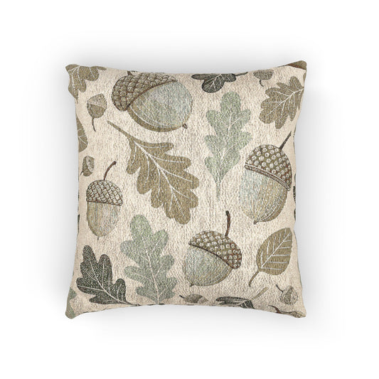 Autumn-Inspired Woven Pillow, Cozy Home Decor, Acorn Leaf Design, Fall Living Room Accent, Nature Lover Gift, Seasonal Cushion