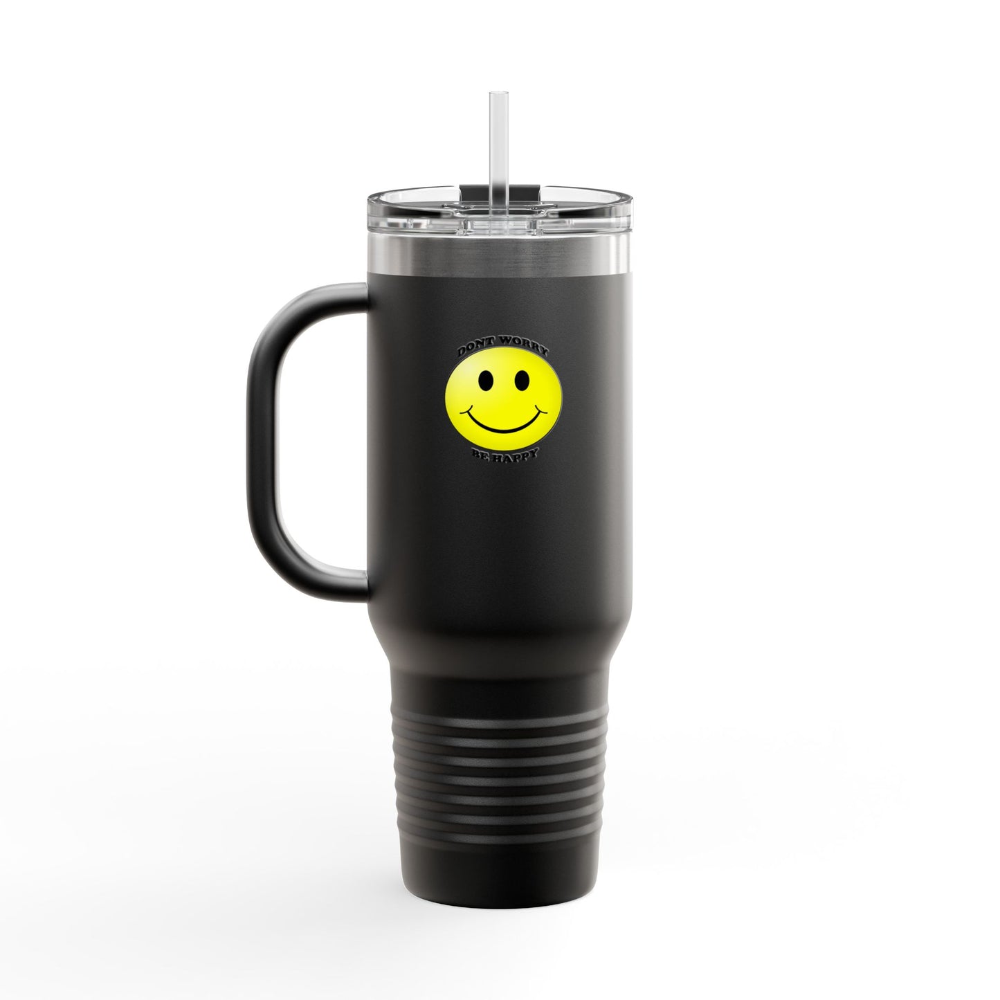 Happy Face Insulated Travel Mug | 40oz, Summer Vibes, Gift for Coffee Lovers, Home Office Essential, Brighten Your Day