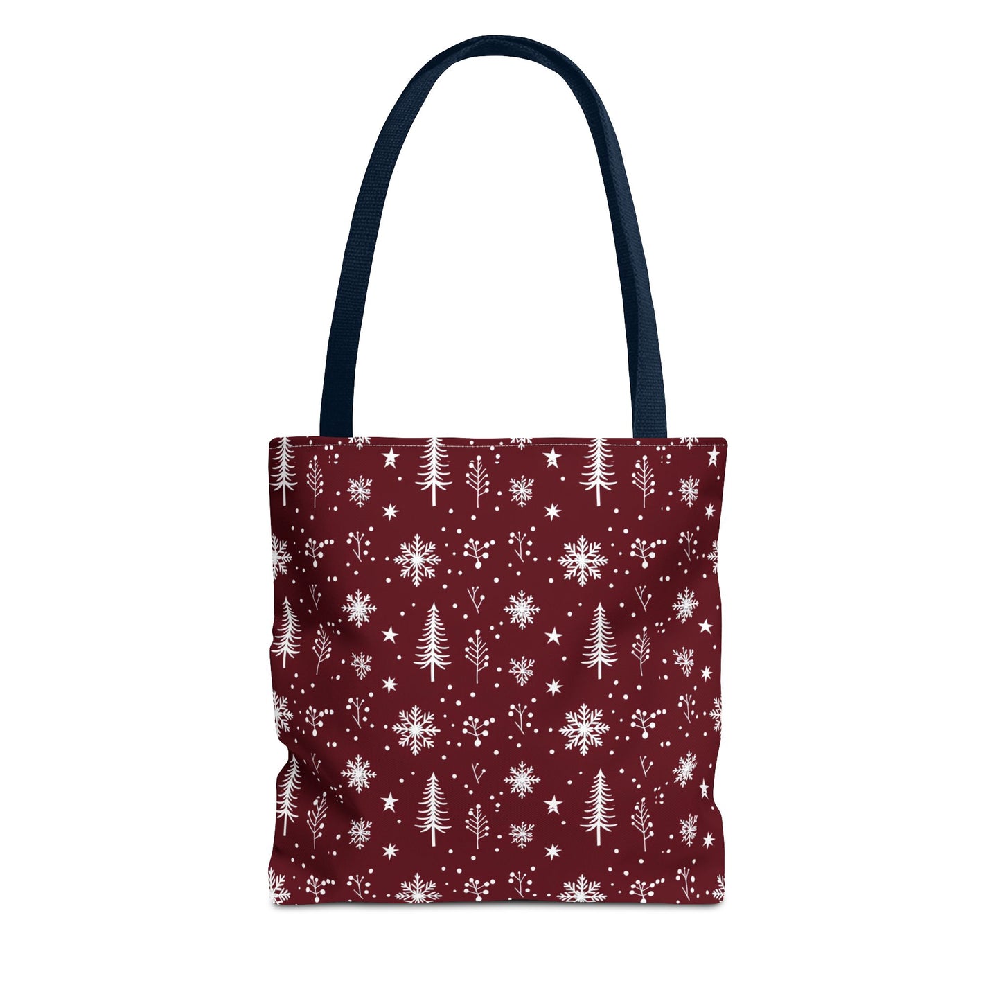 Christmas Snowflake Tote Bag – Burgundy Holiday Patterned Carryall