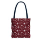 Christmas Snowflake Tote Bag – Burgundy Holiday Patterned Carryall
