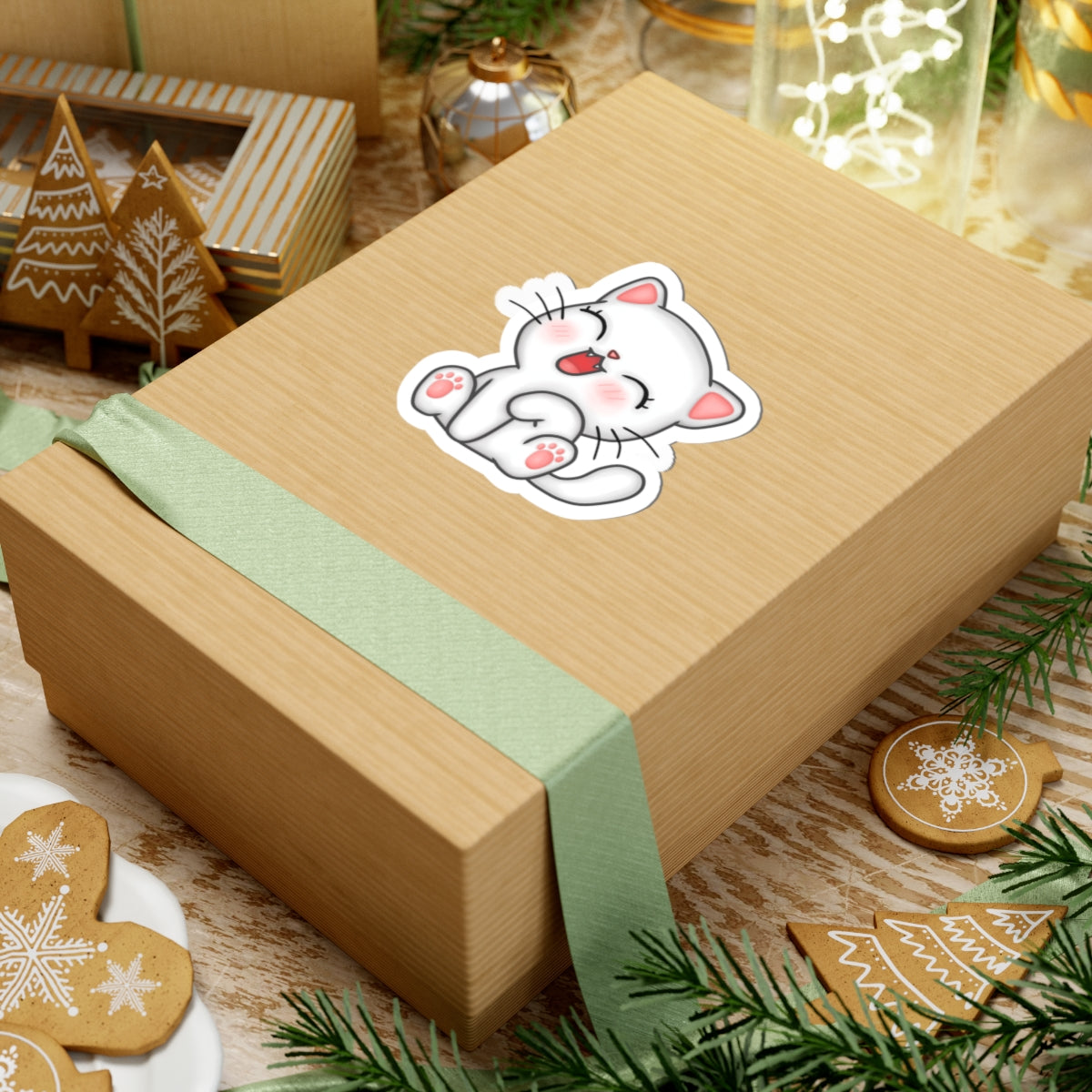 Cute Cat Kiss-Cut Stickers, Adorable Cat Stickers for Laptops, Scrapbooking, Gifts for Cat Lovers, Playful Decor