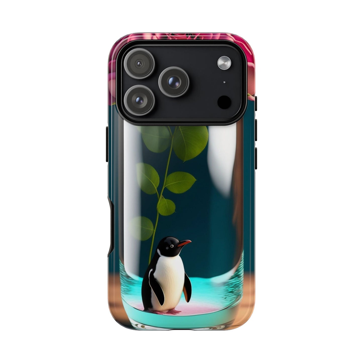 Penguin in a Glass Floral Tough Phone Case — Cute Protective Phone Cover