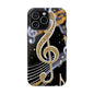 Music Notes Magnetic Impact-Resistant Phone Case — Gold Treble Clef Design