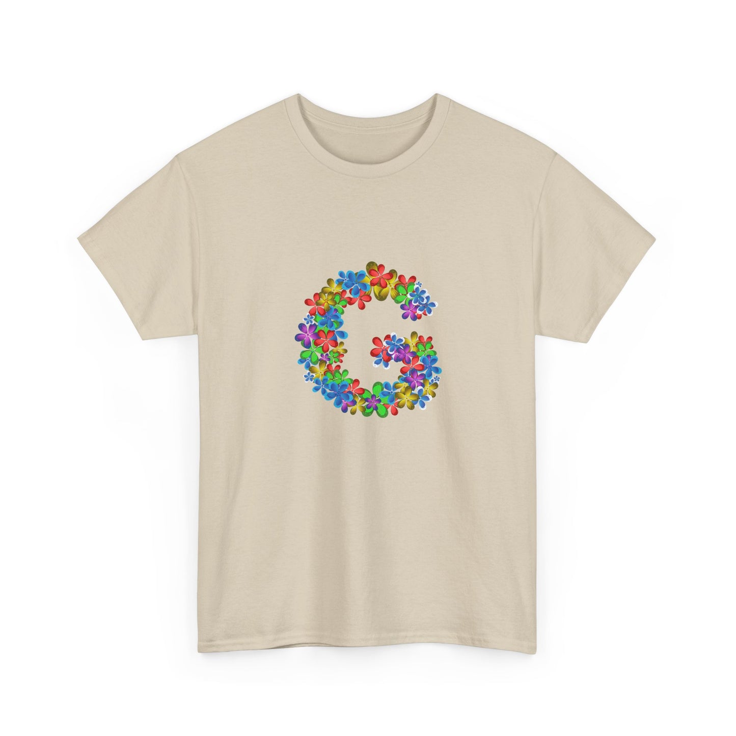 Floral Initial Unisex Tee - Personalized Gift, Casual Summer Wear, Birthday Present, Eco-Friendly Tee, Customizable Clothing