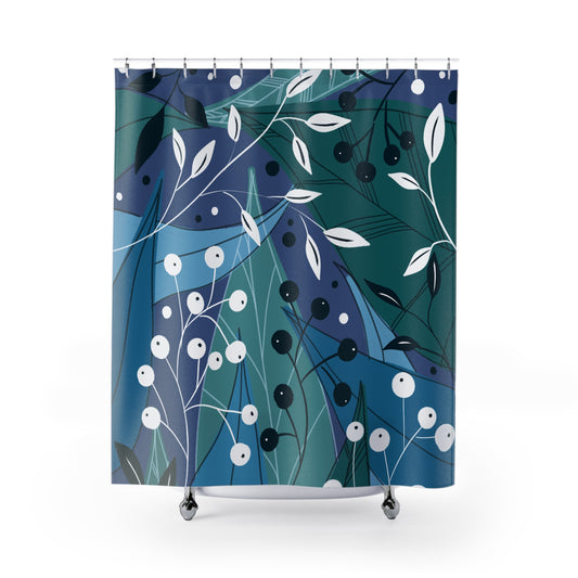 Chic Floral Shower Curtain, Modern Bathroom Decor, Botanical Print, Boho Style, Unique Gift for Home, Elegant Vintage Vibes