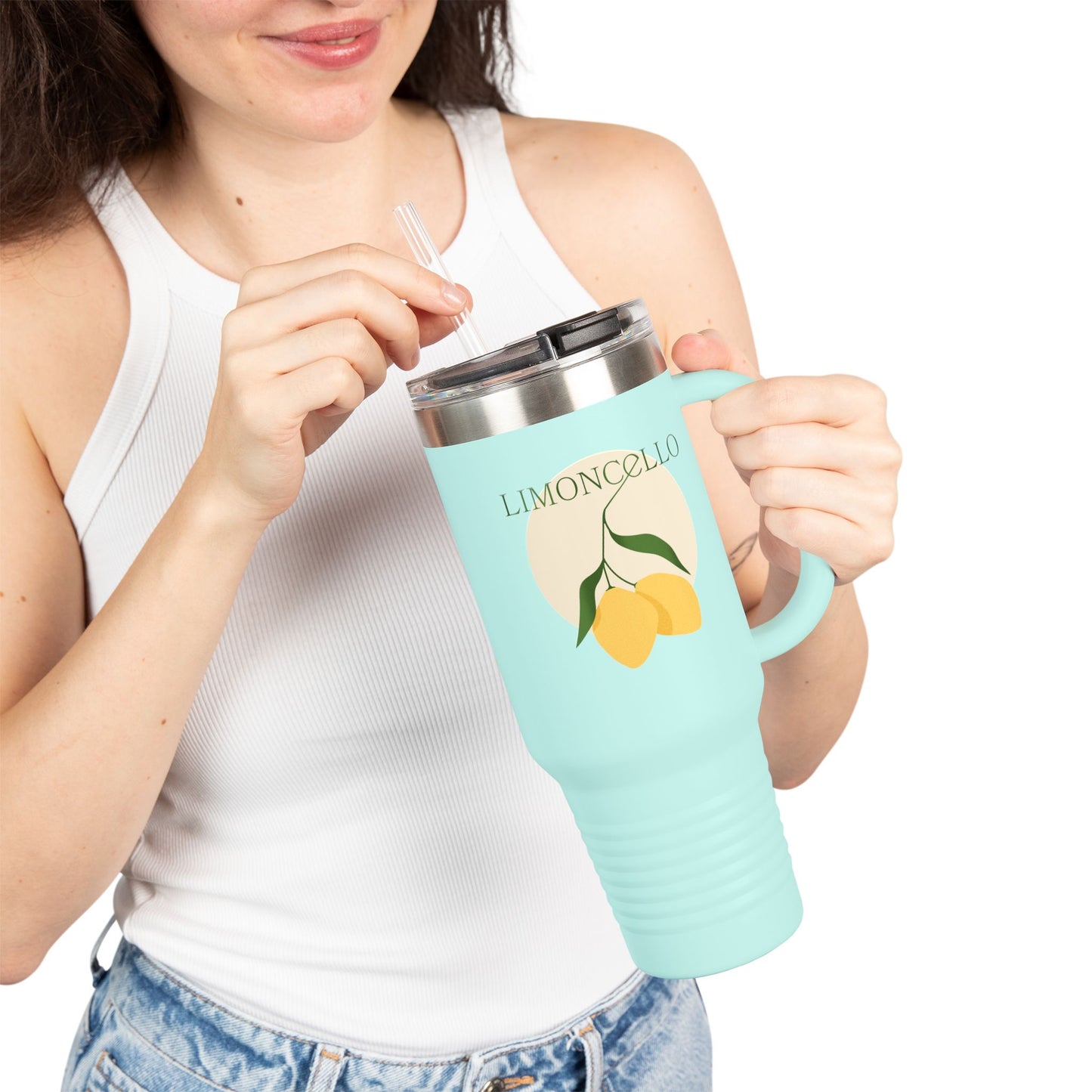 Limoncello Insulated Travel Mug, 40oz - Perfect for Road Trips, Summer Picnics, Camping, and Gift Ideas, Travel Mug for Lemon Lovers