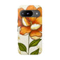 Floral Phone Case with Orange Flower Design, Tough Phone Cover, Floral Gift, Stylish Tech Accessory, Nature Lovers, Spring Vibes